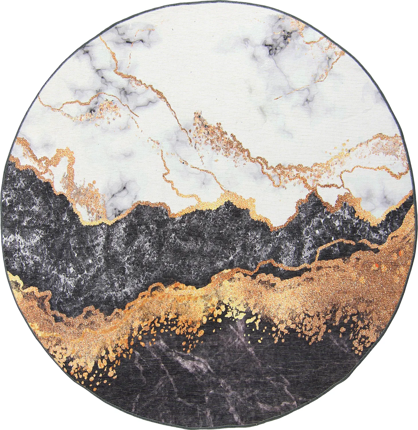 Rond vloerkleed - Padova (antraciet/oranje)