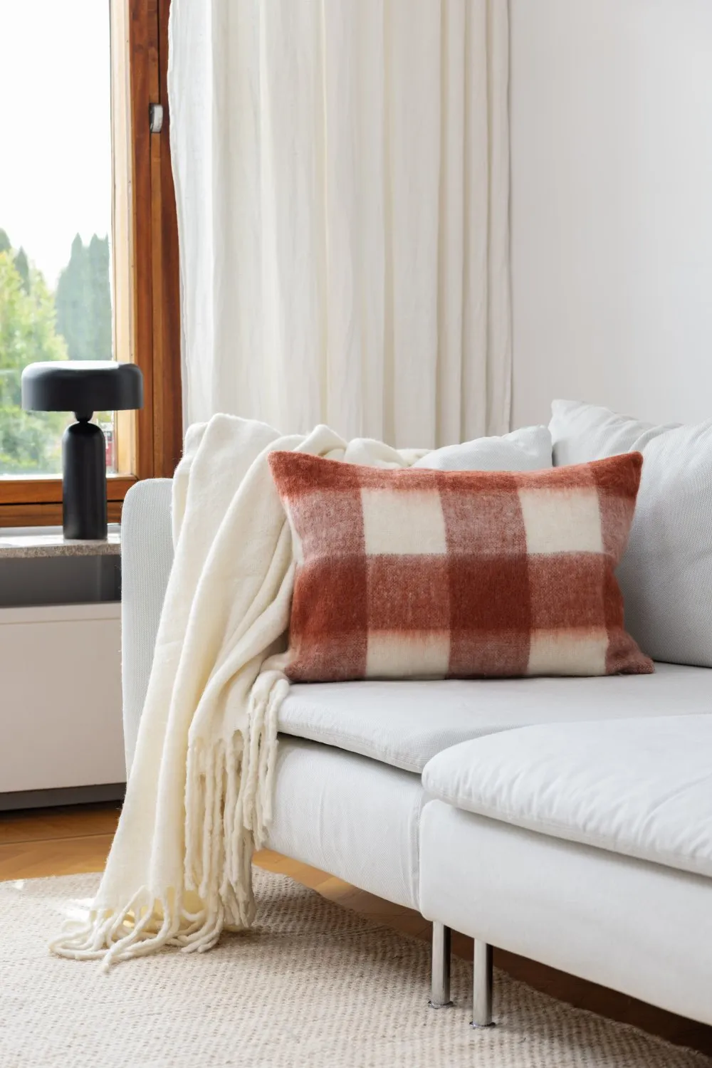 Kussenhoes van wolmix - Phoebe (roze)