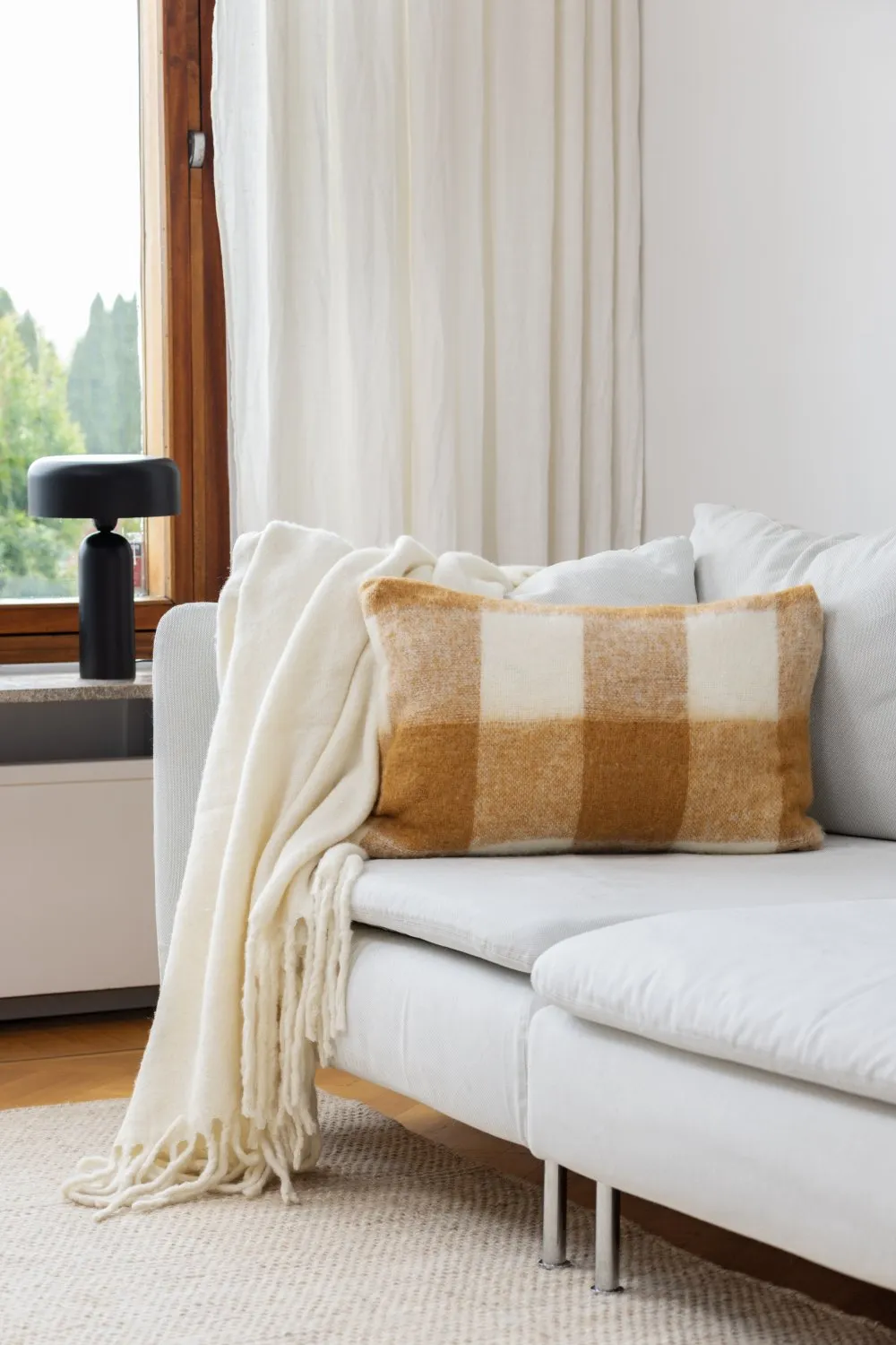 Kussenhoes van wolmix - Phoebe (geel)