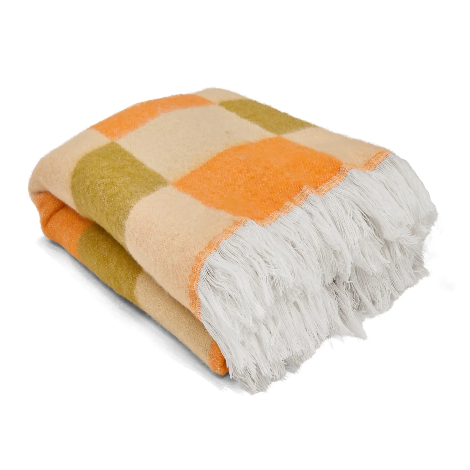 Dekens - Wollenmix plaid - Audrey Check (beige/geel/oranje)