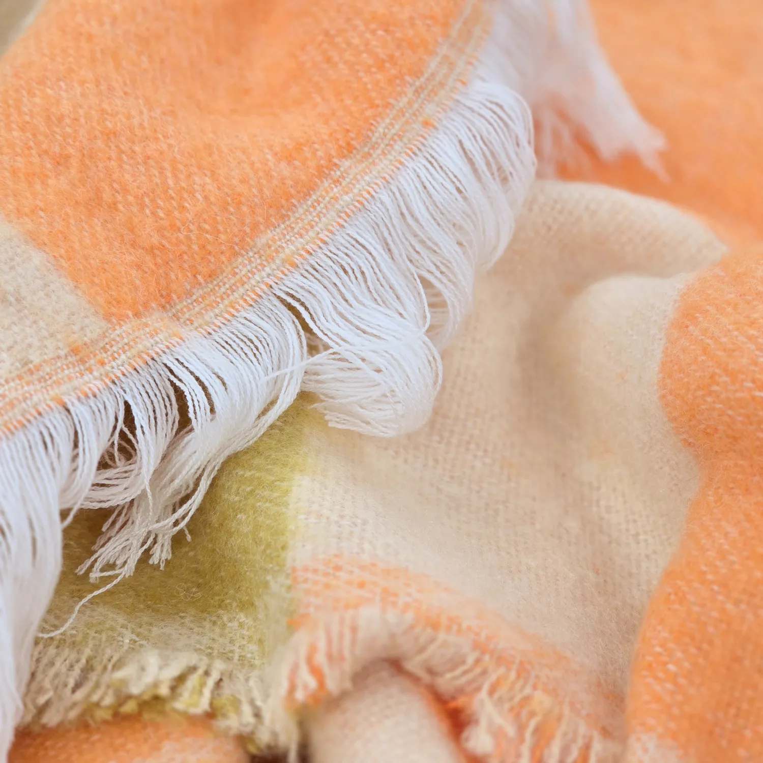 Dekens - Wollenmix plaid - Audrey Check (beige/geel/oranje)