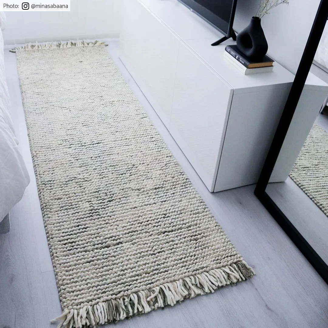 Wollen-vloerkleed - Plockton (grijs/wit/groen)