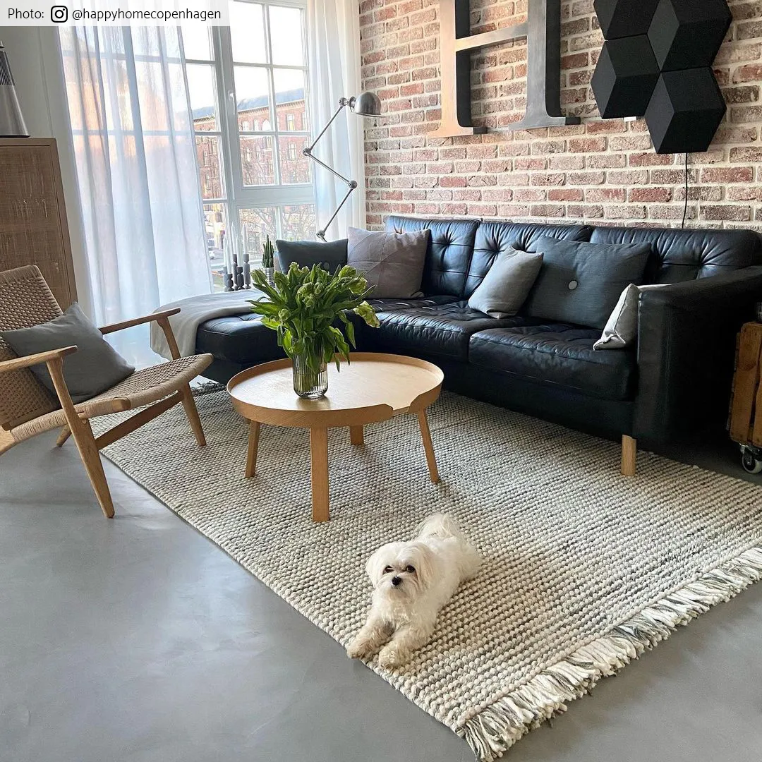 Wollen-vloerkleed - Plockton (grijs/wit/groen)