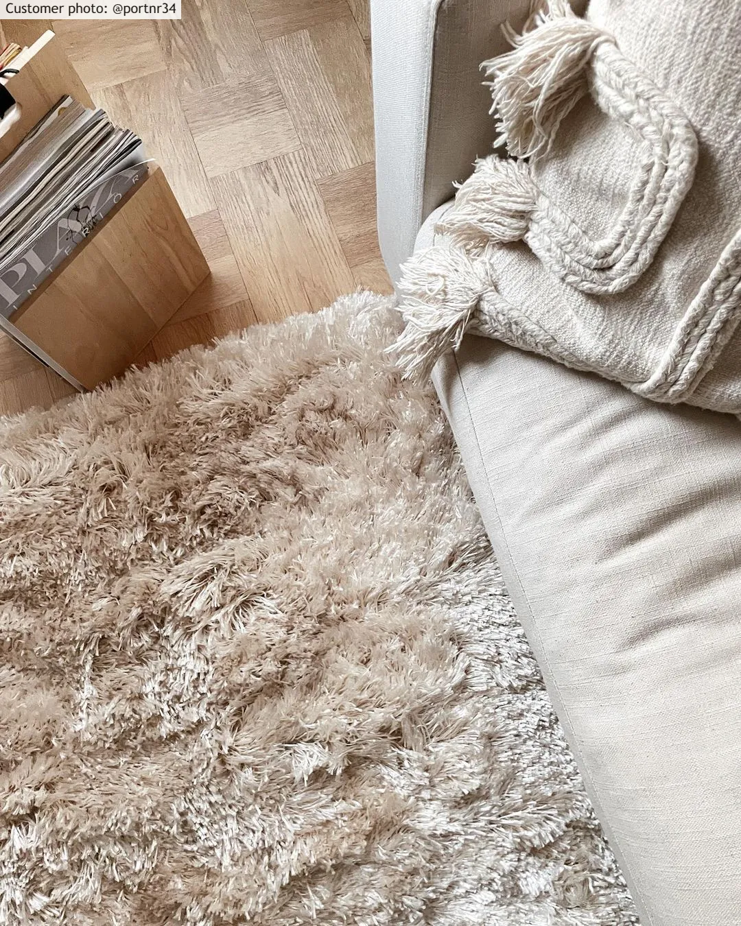 Hoogpolig vloerkleed - Kanvas (beige)