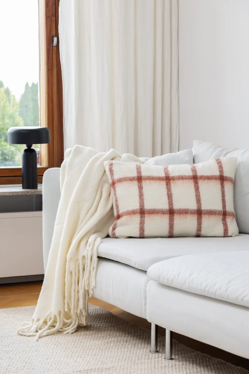 Kussenhoes van wolmix - Rachel (roze)