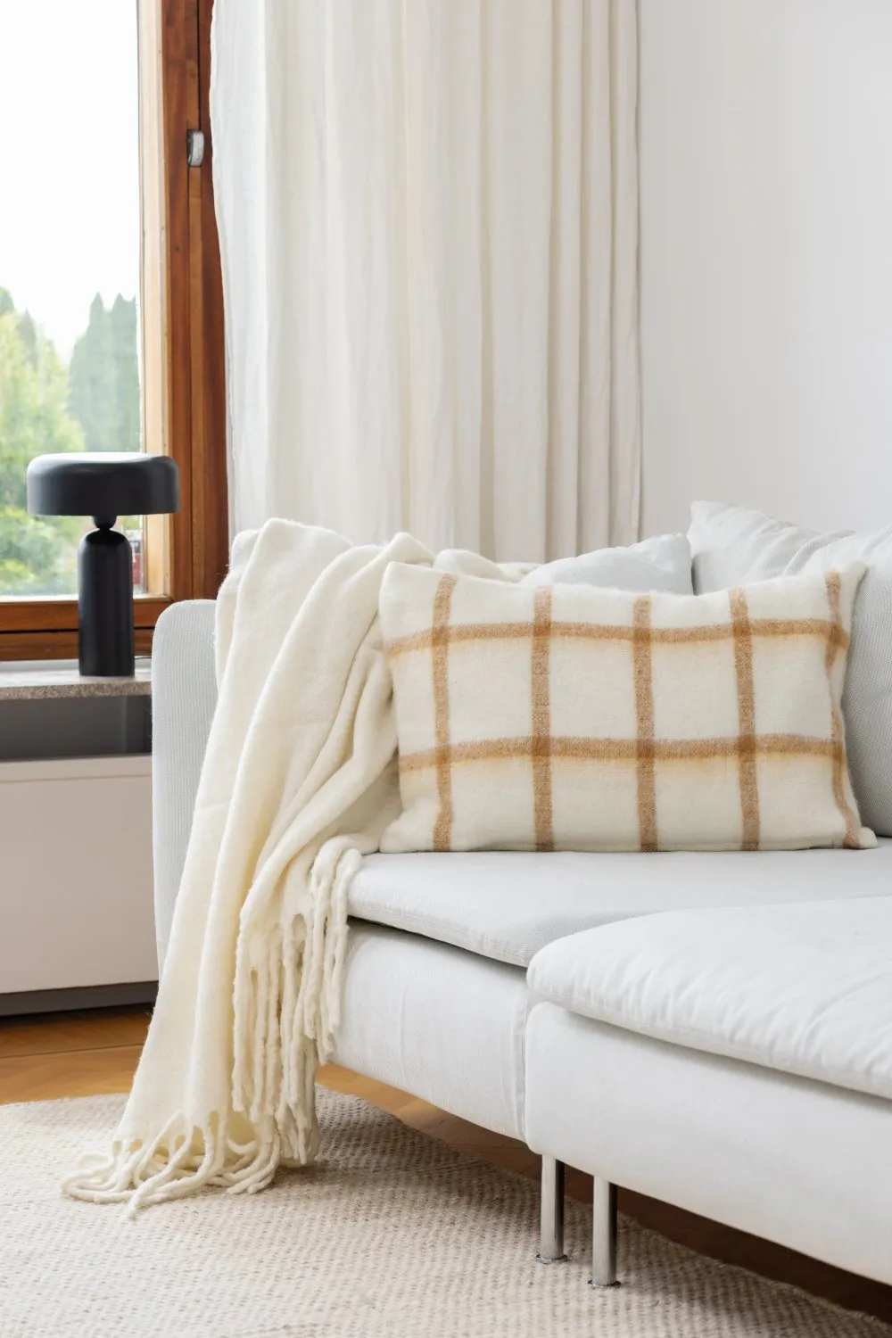 Kussenhoes van wolmix - Rachel (geel)