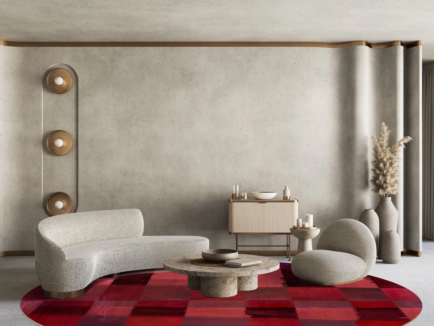 Rond vloerkleed - Samadet (rood)