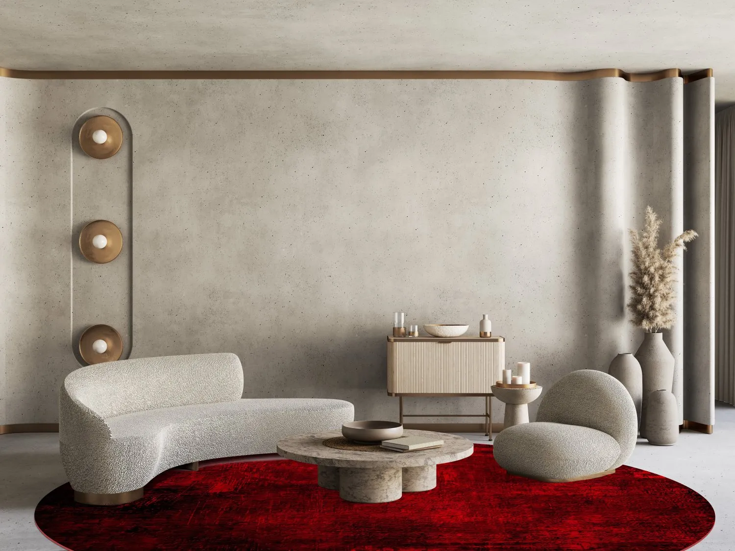 Rond vloerkleed - Frome (rood)