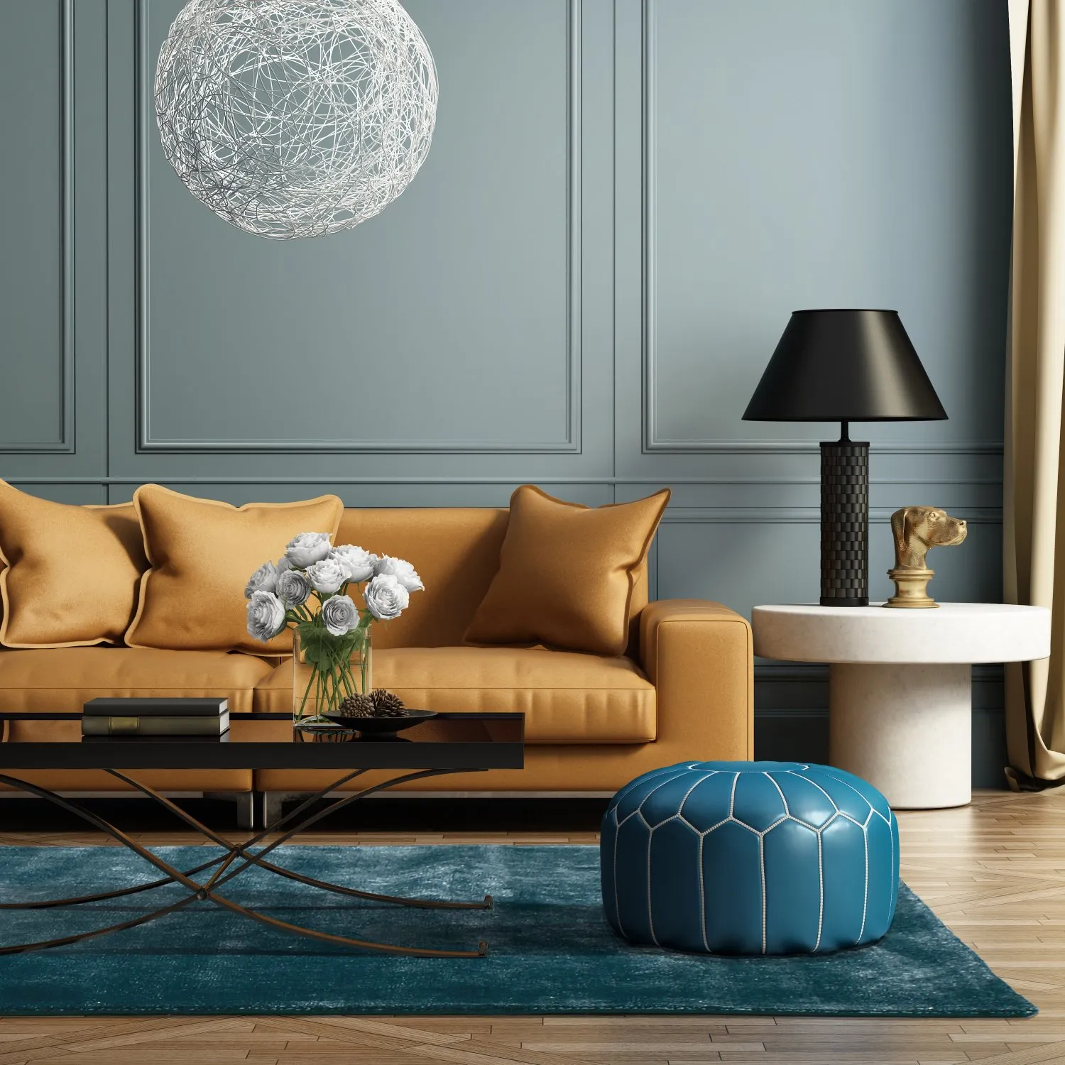 Recycled PET with viscose look (staal blauw)