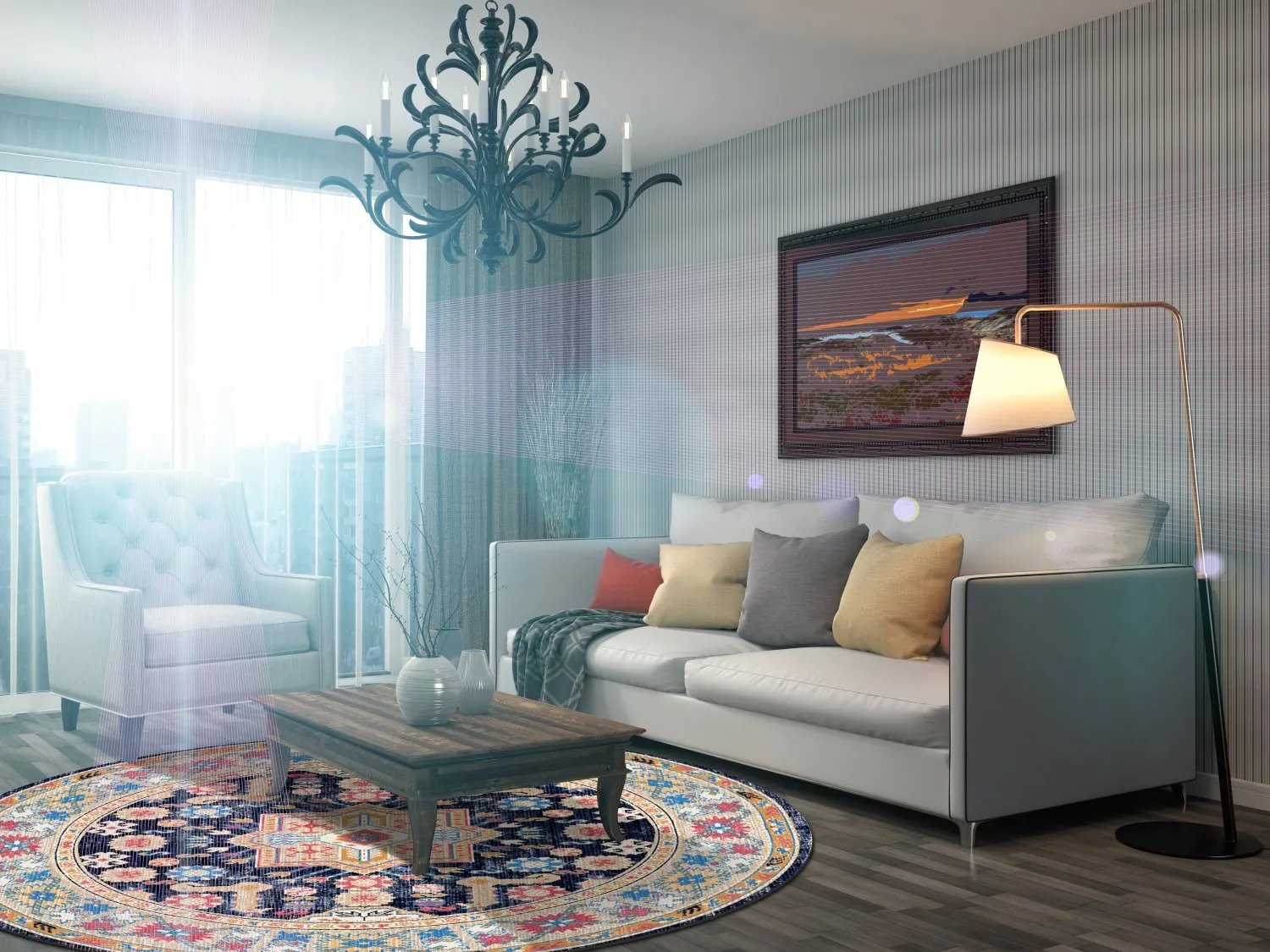 Rond vloerkleed - Kayaköy (multi)