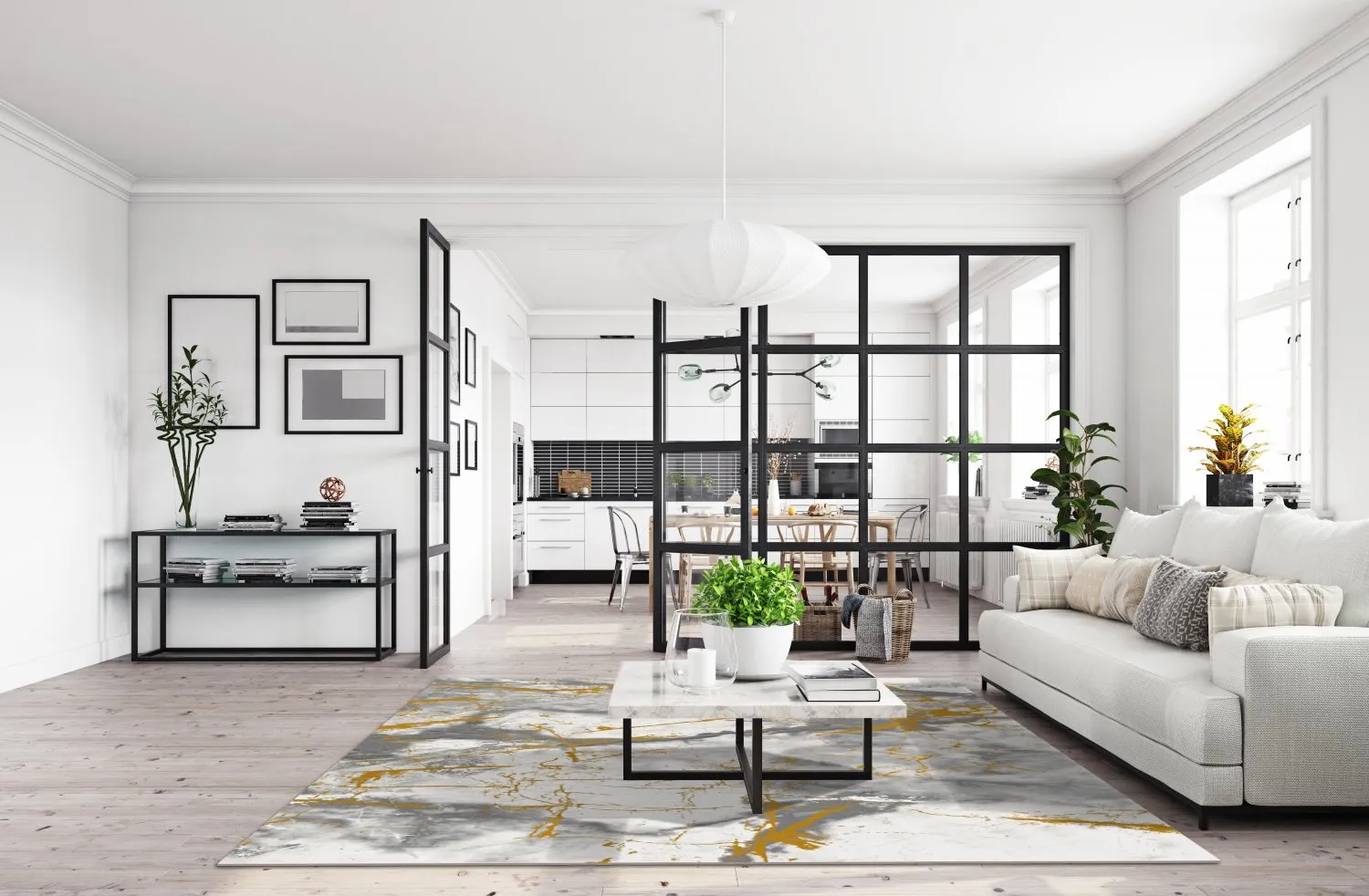 Wilton - Mermer (grijs/wit/goud)