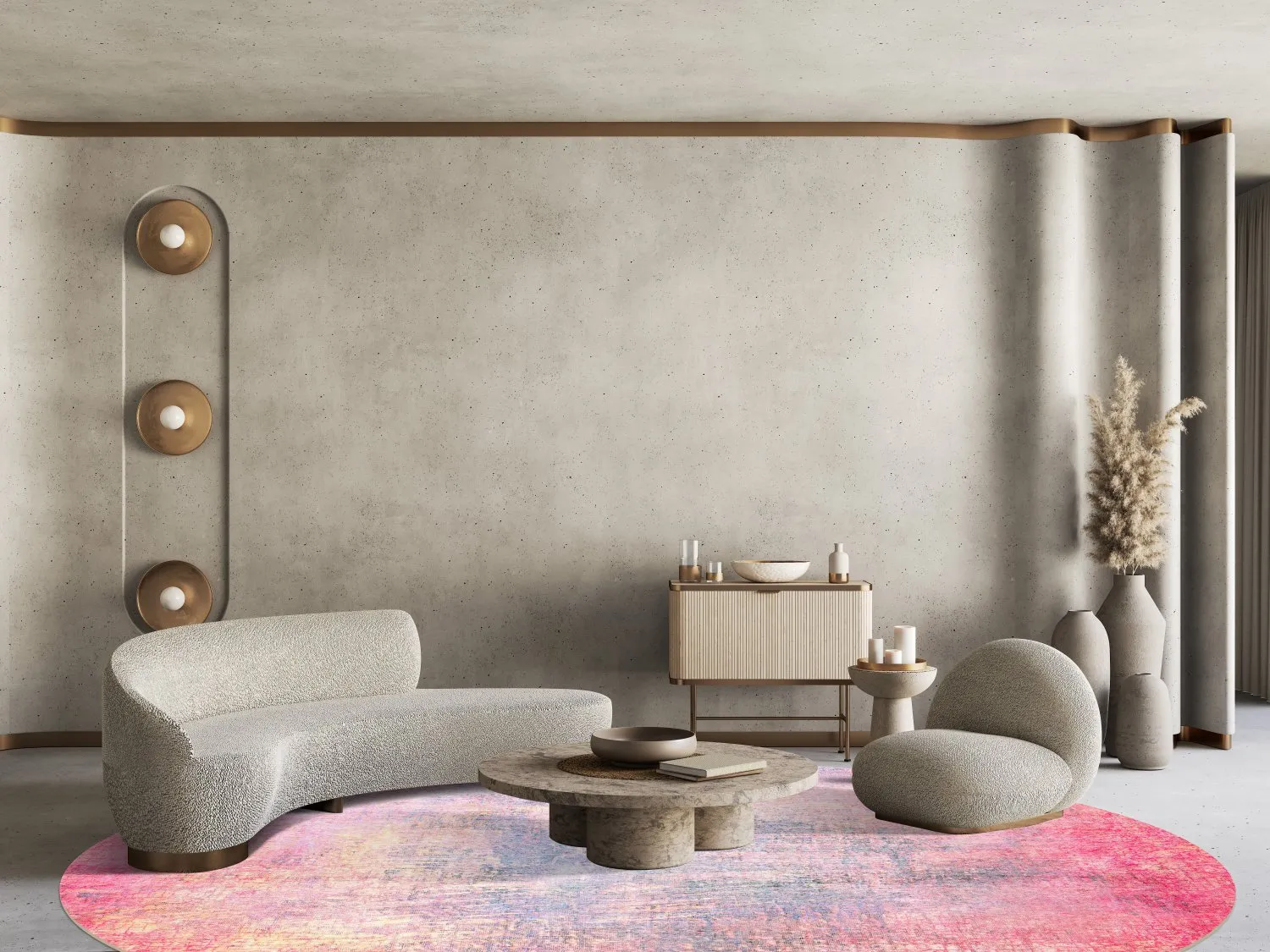 Rond vloerkleed - Perugia (roze)