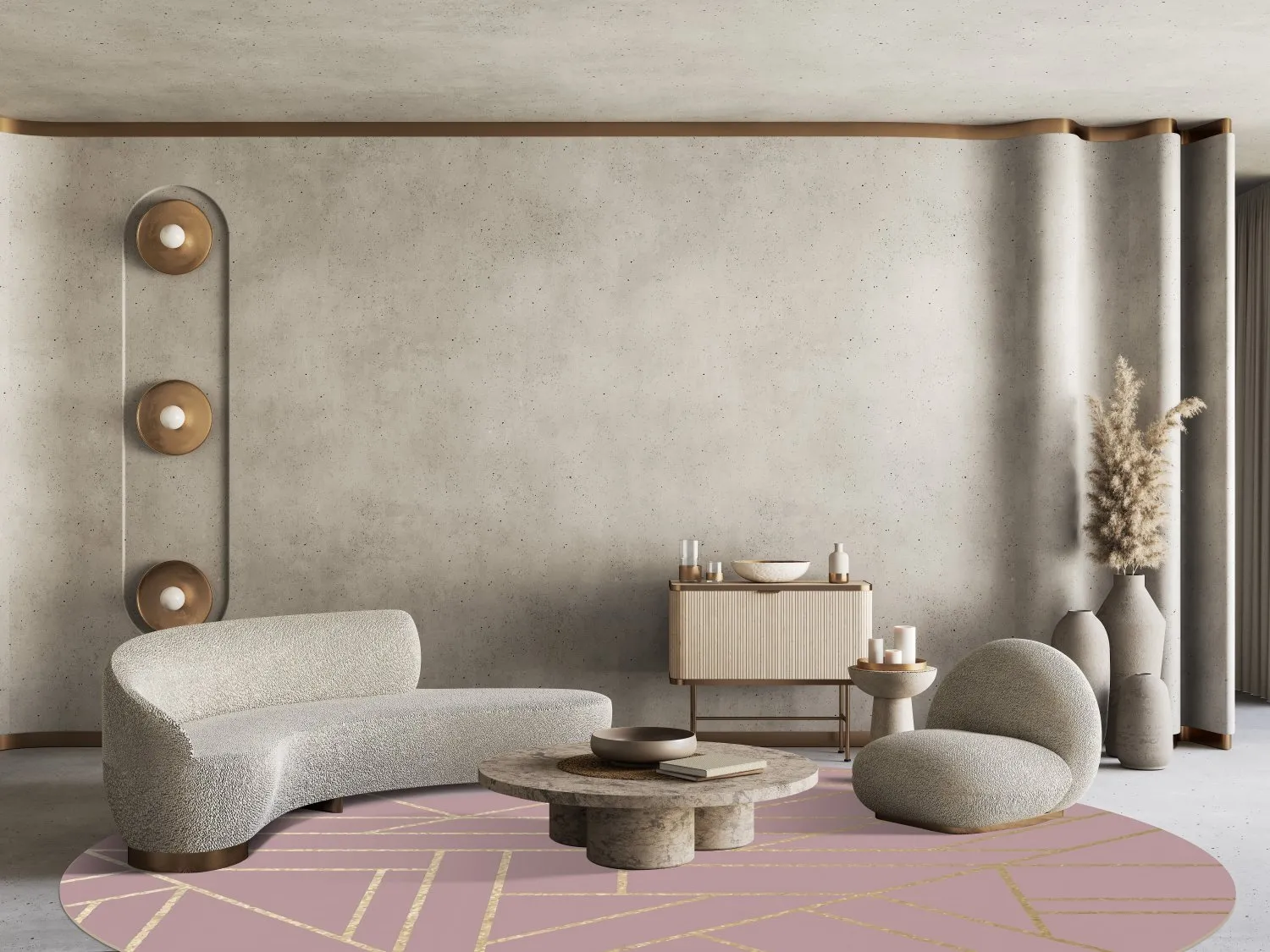 Rond vloerkleed - Marino (roze)