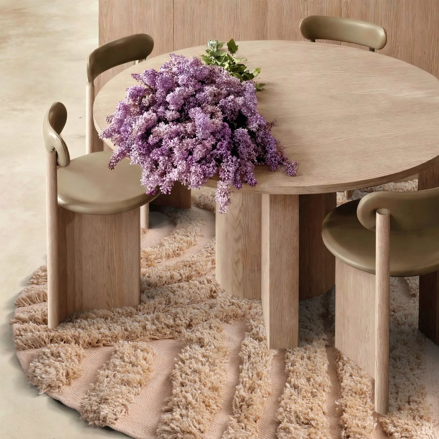 Rond vloerkleed - Cazorla Natural Cotton Shaggy (beige)