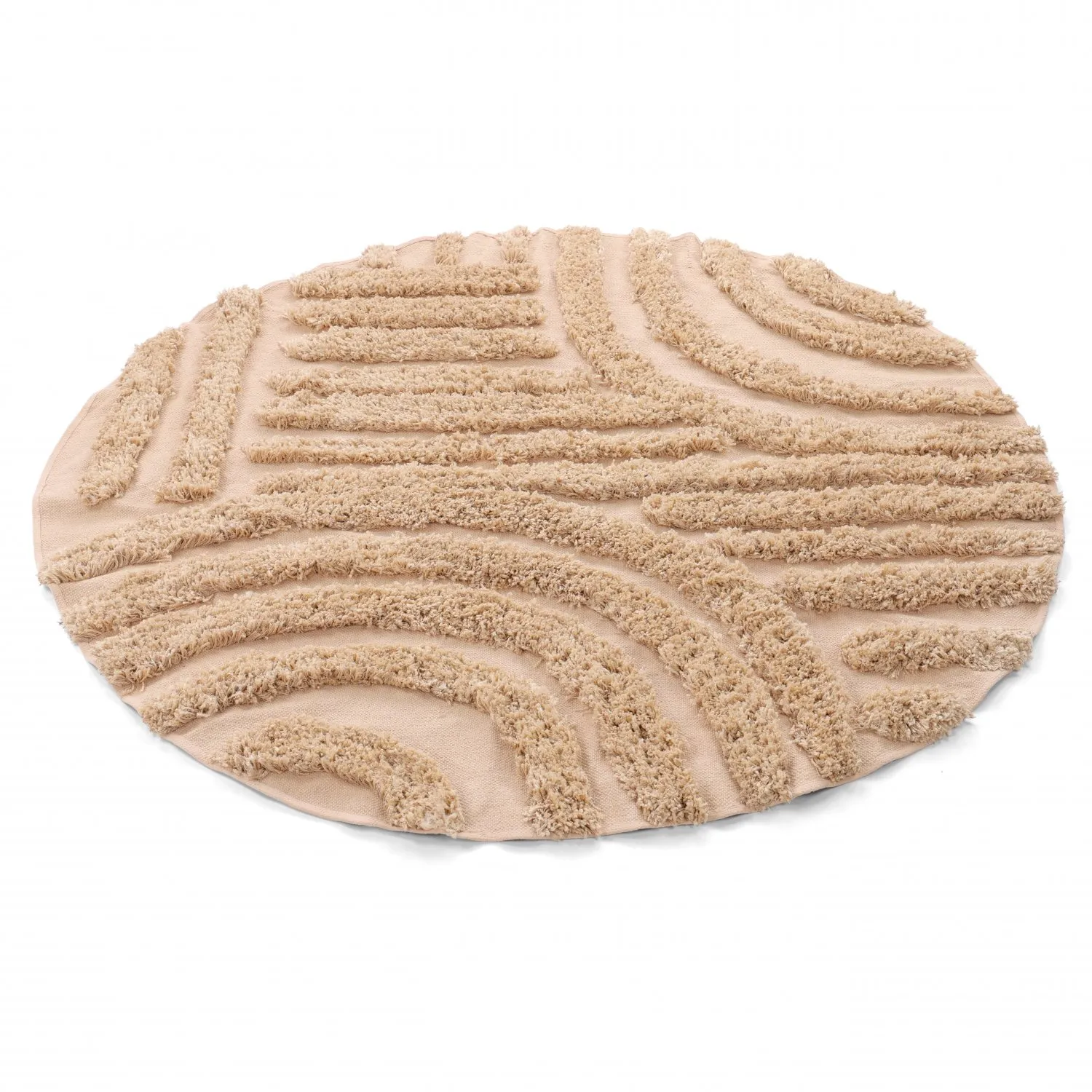 Rond vloerkleed - Cazorla Natural Cotton Shaggy (beige)