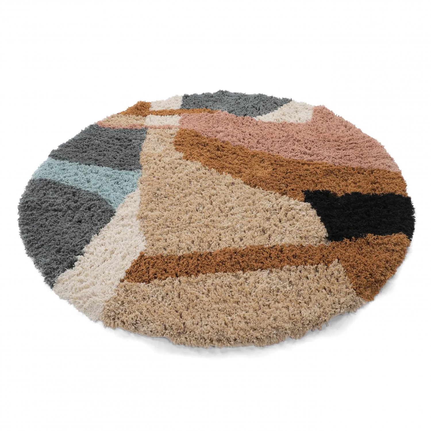 Rond vloerkleed - Cefalu Natural Cotton Shaggy (multi)