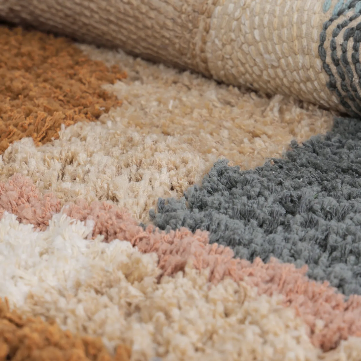 Rond vloerkleed - Cefalu Natural Cotton Shaggy (multi)