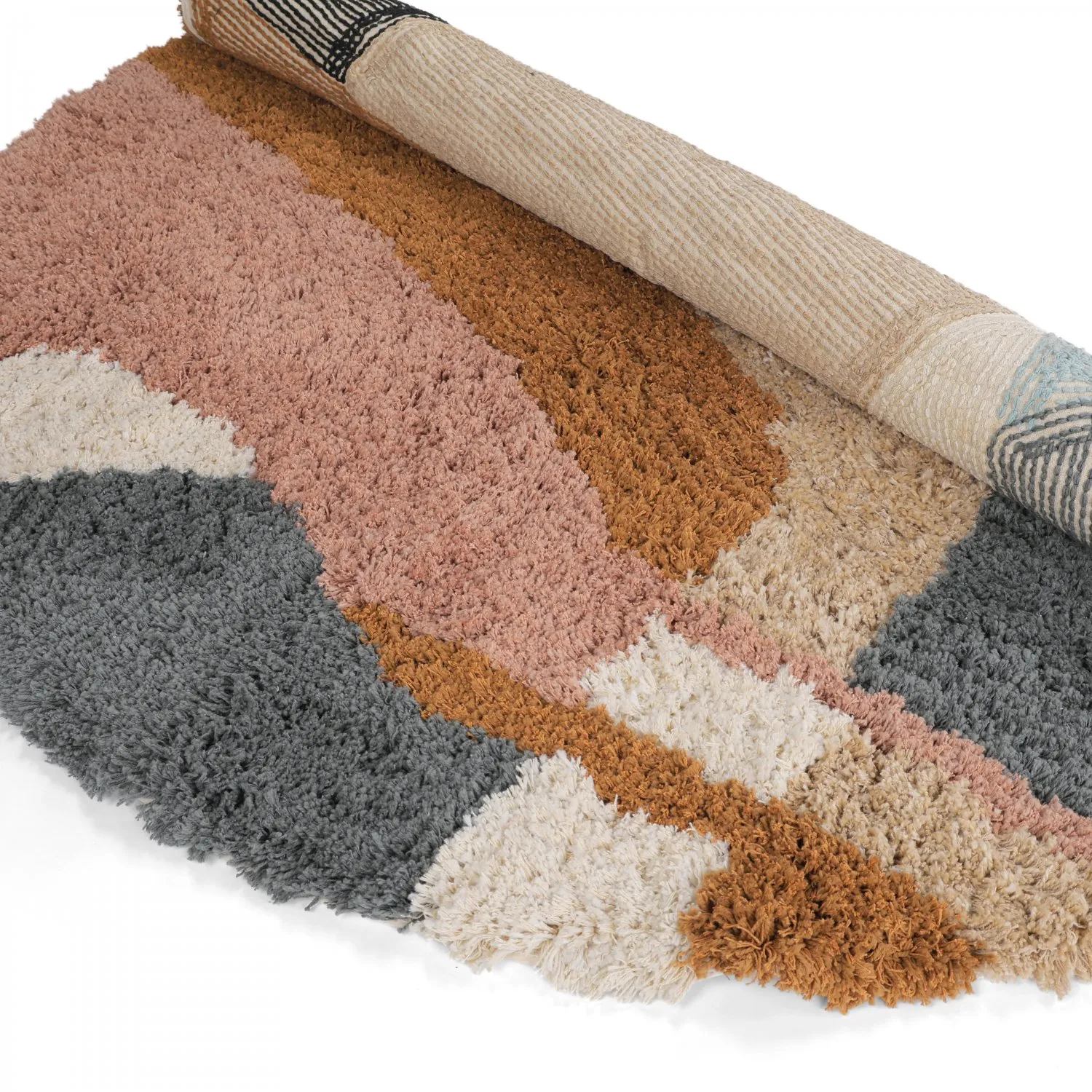 Rond vloerkleed - Cefalu Natural Cotton Shaggy (multi)