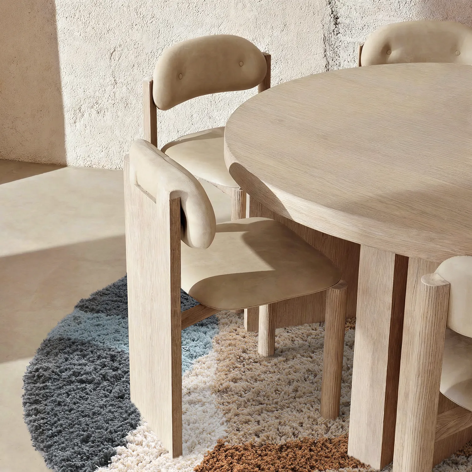 Rond vloerkleed - Cefalu Natural Cotton Shaggy (multi)