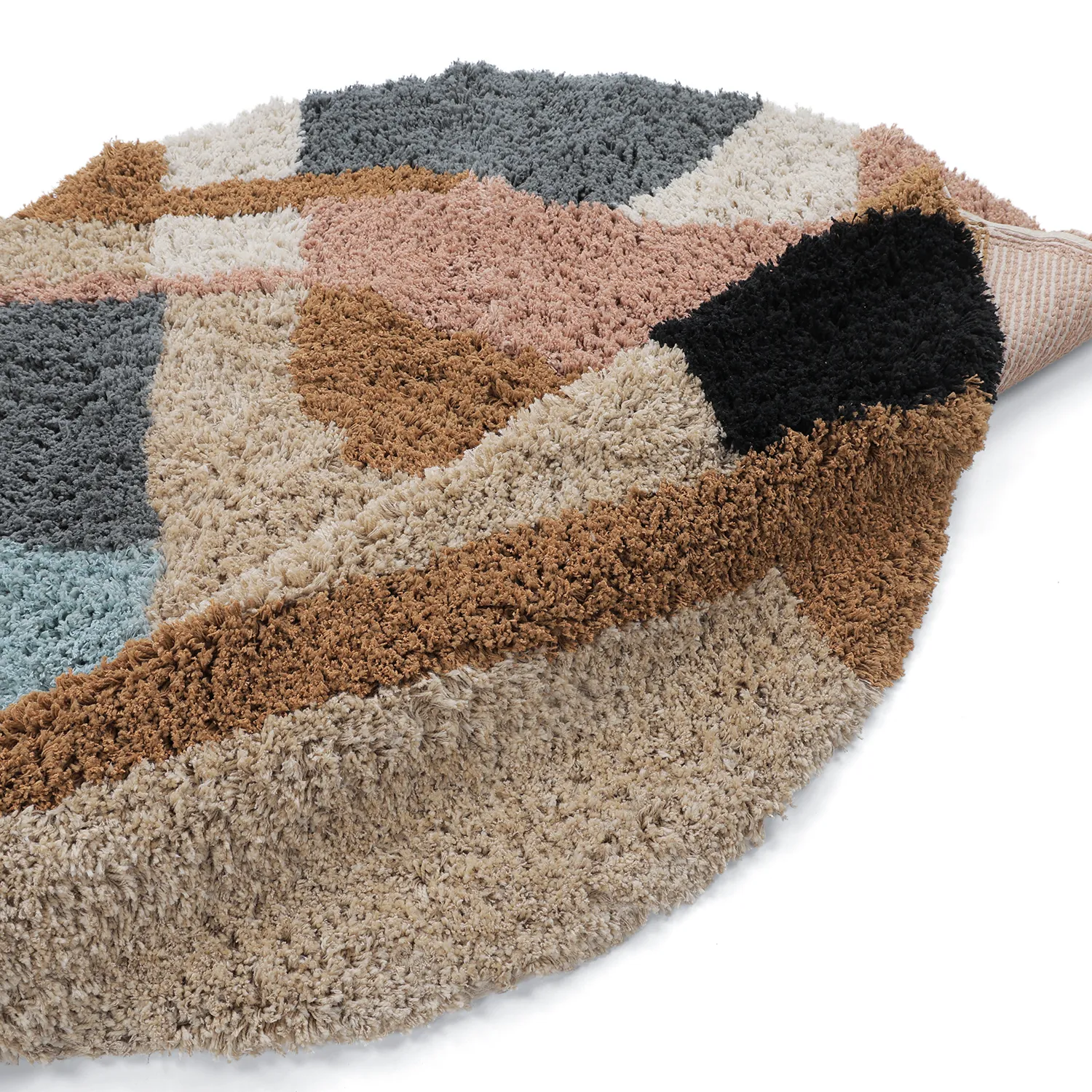 Rond vloerkleed - Cefalu Natural Cotton Shaggy (multi)