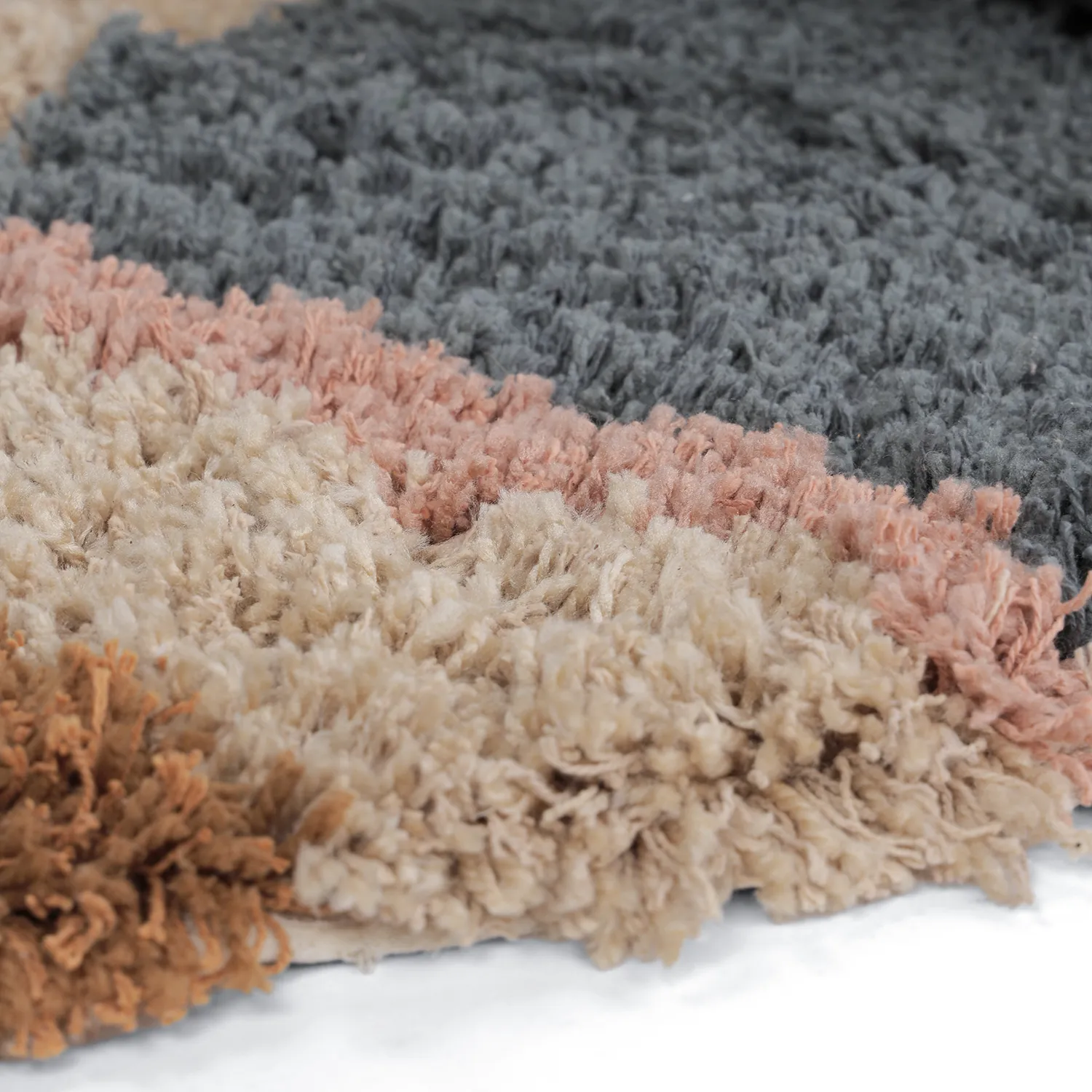 Rond vloerkleed - Cefalu Natural Cotton Shaggy (multi)