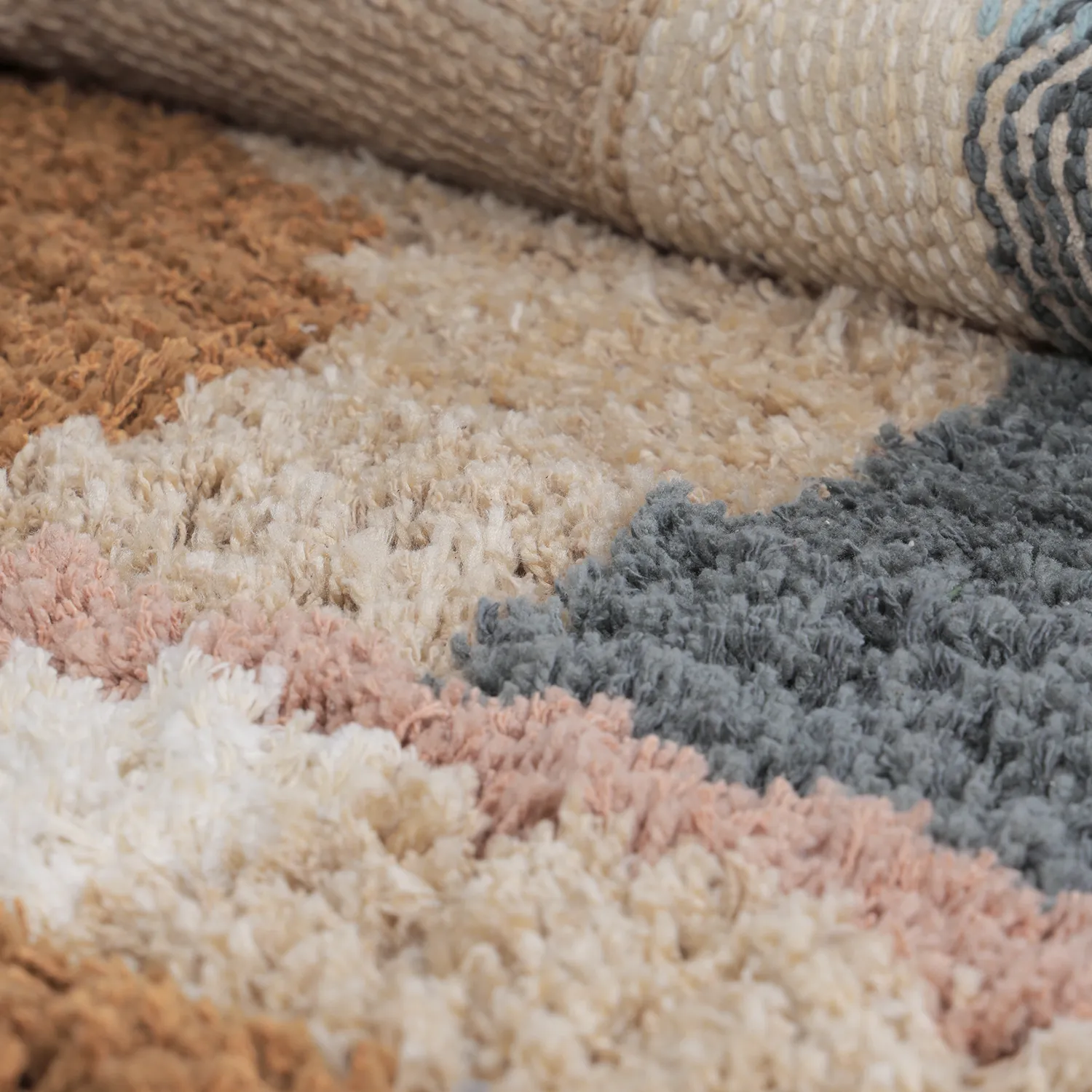 Rond vloerkleed - Cefalu Natural Cotton Shaggy (multi)