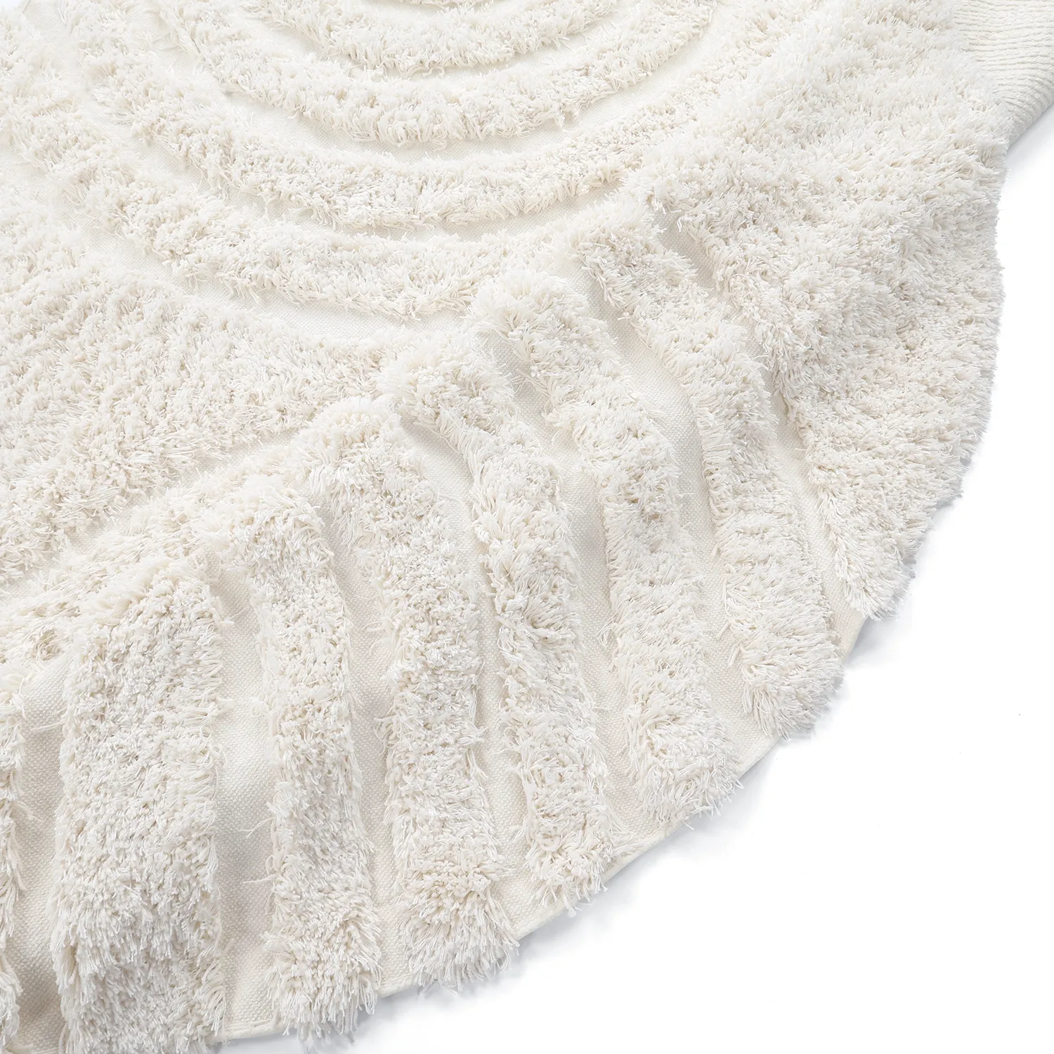 Rond vloerkleed - Lindos Natural Cotton Shaggy (wit)