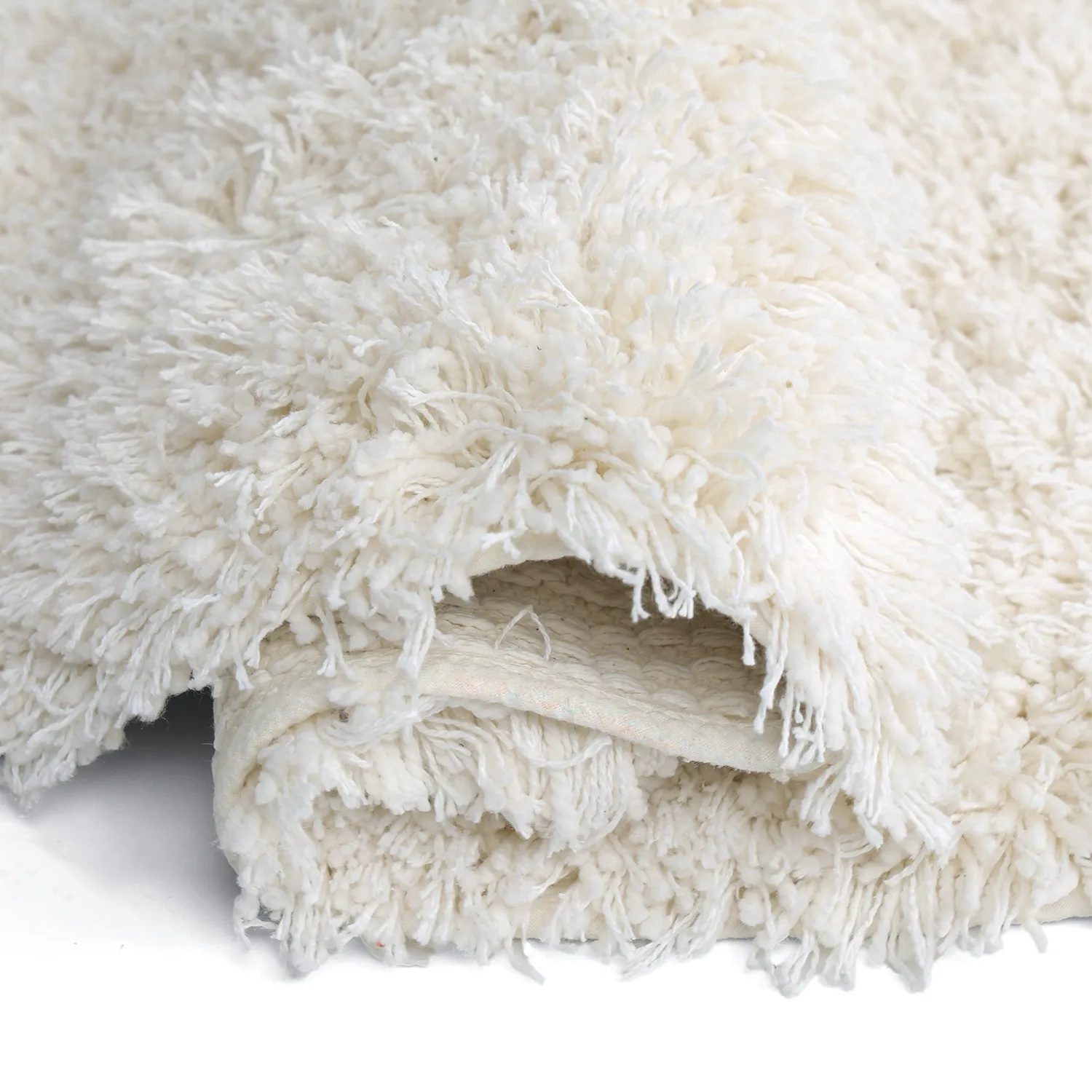 Rond vloerkleed - Lindos Natural Cotton Shaggy (wit)