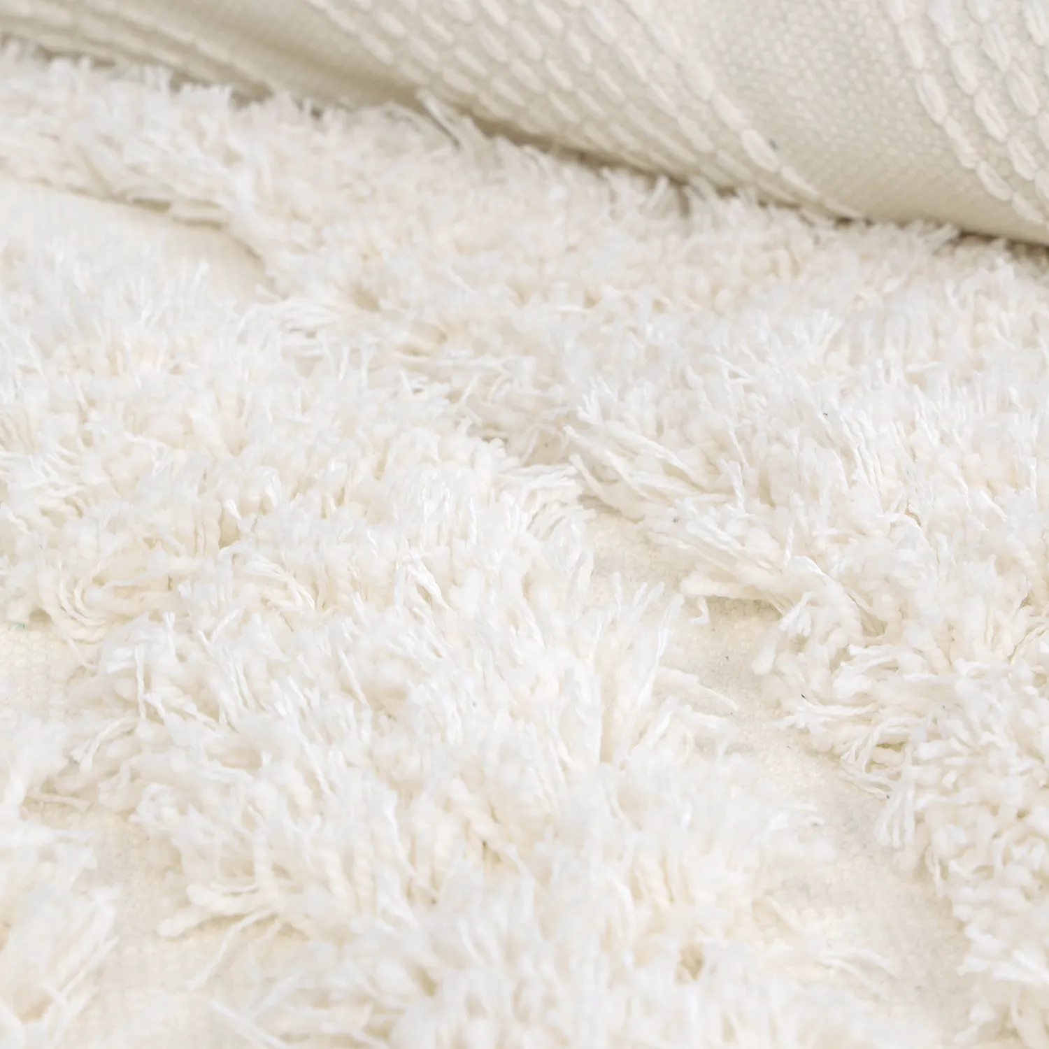 Rond vloerkleed - Lindos Natural Cotton Shaggy (wit)