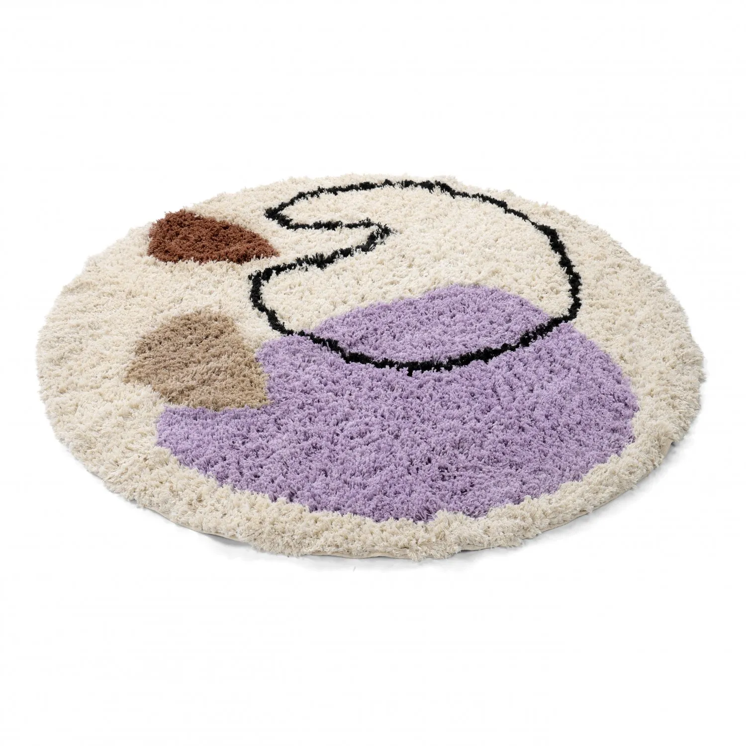 Ronde vloerkleden - Londa Natural Cotton Shaggy (multi)