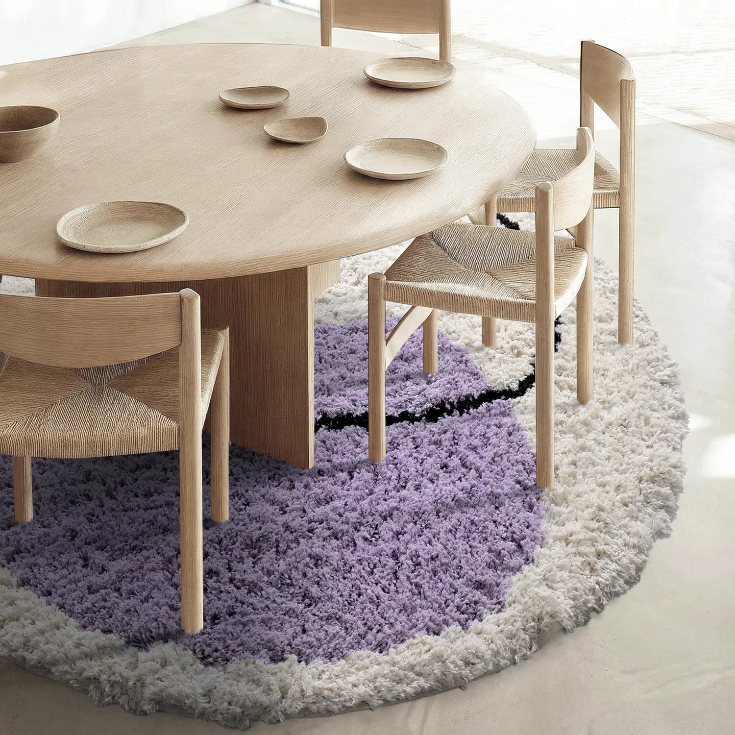 Rond vloerkleed - Naousa Natural Cotton Shaggy (multi)