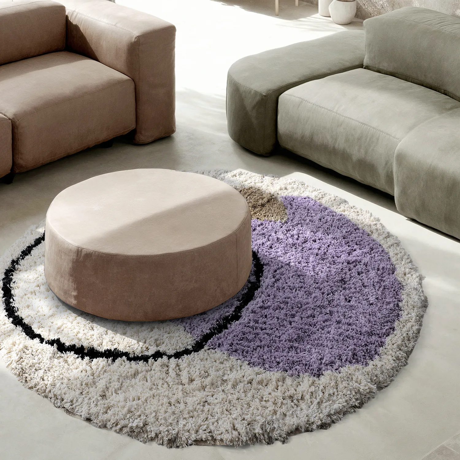 Rond vloerkleed - Naousa Natural Cotton Shaggy (multi)