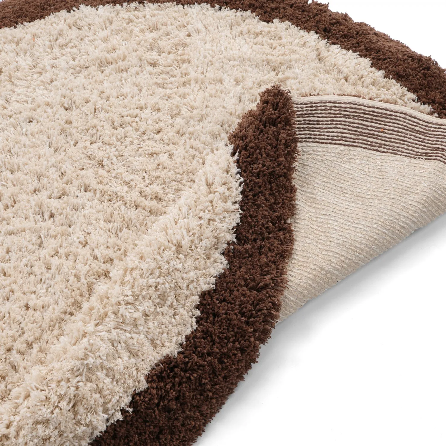 Rond vloerkleed - Sagres Natural Cotton Shaggy (off-white/bruin)