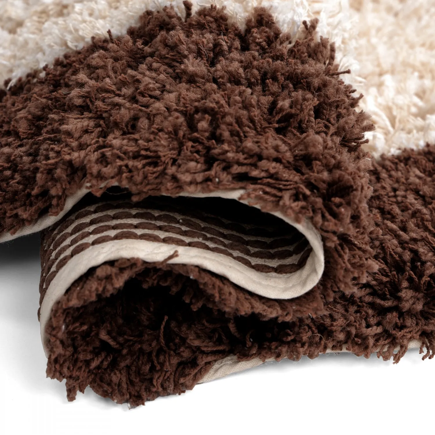 Rond vloerkleed - Sagres Natural Cotton Shaggy (off-white/bruin)