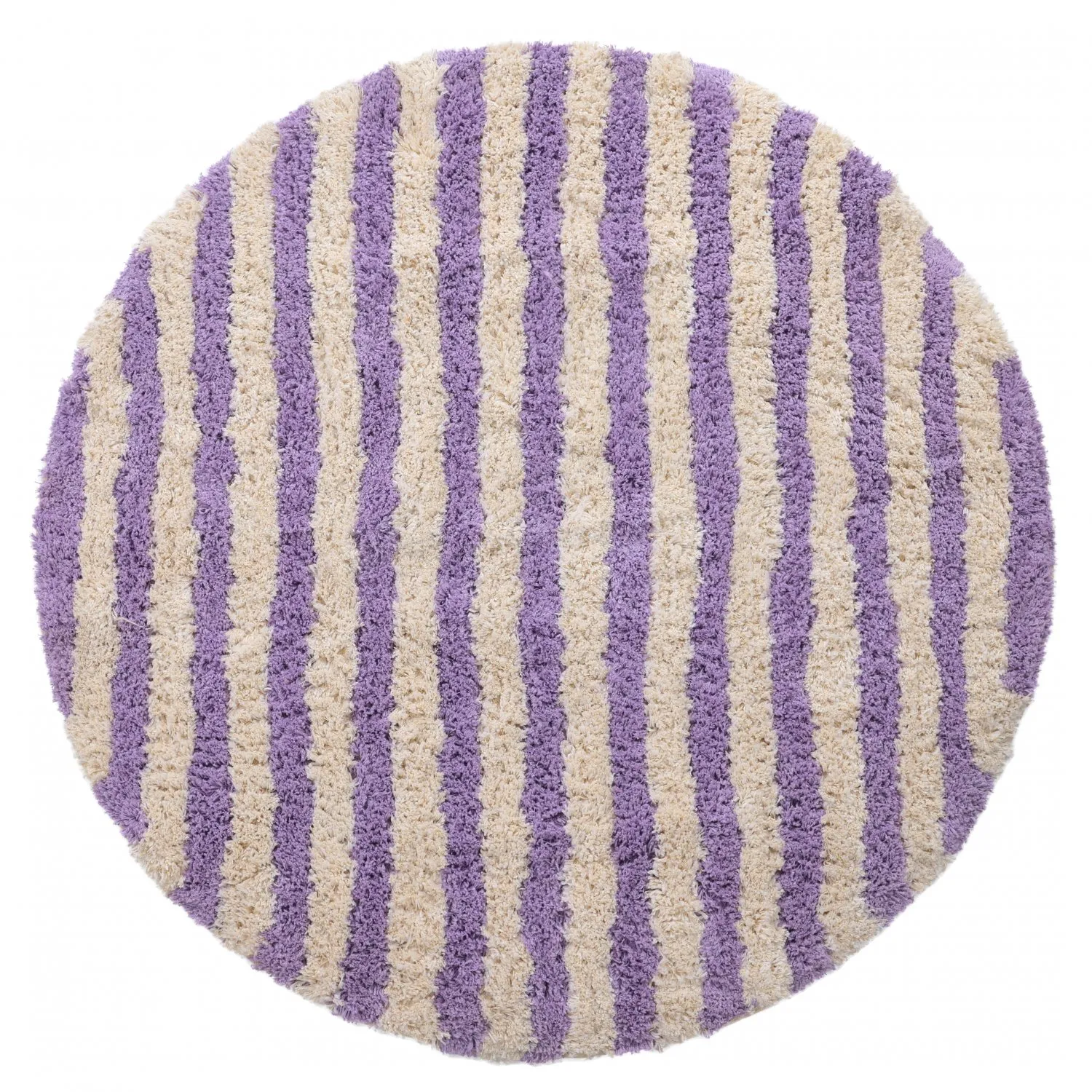 Rond vloerkleed - Thira Stripe Cotton Shaggy (room/licht paars)