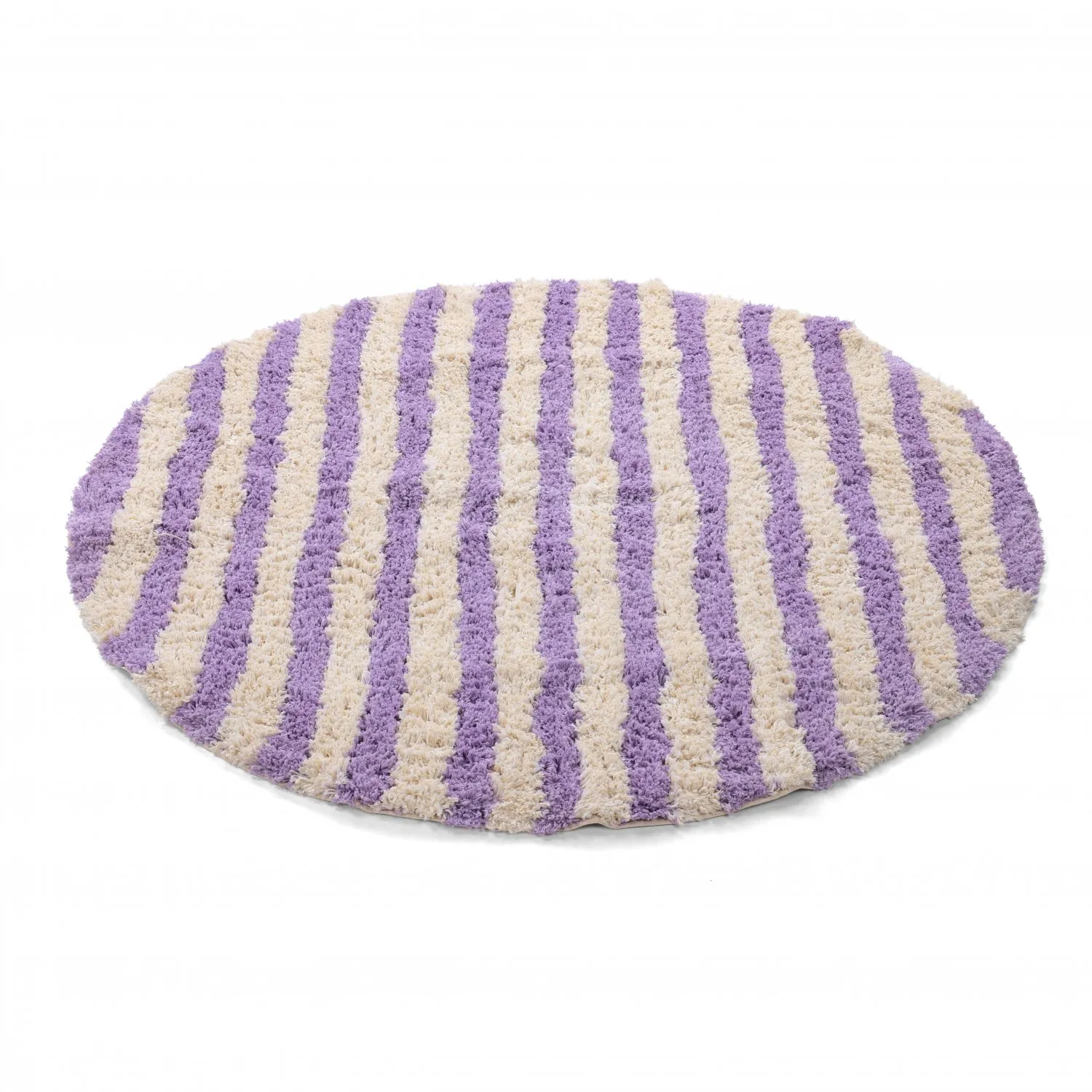Rond vloerkleed - Thira Stripe Cotton Shaggy (room/licht paars)