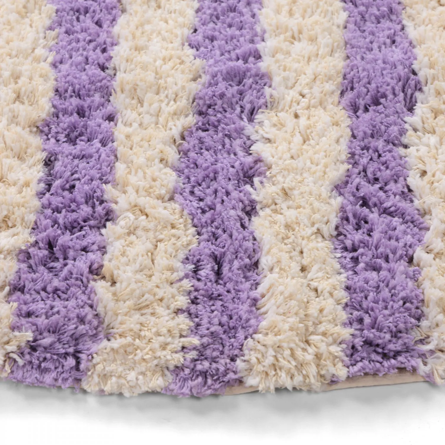 Rond vloerkleed - Thira Stripe Cotton Shaggy (room/licht paars)