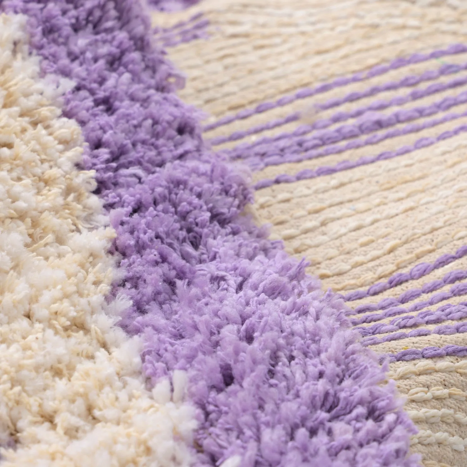 Rond vloerkleed - Thira Stripe Cotton Shaggy (room/licht paars)