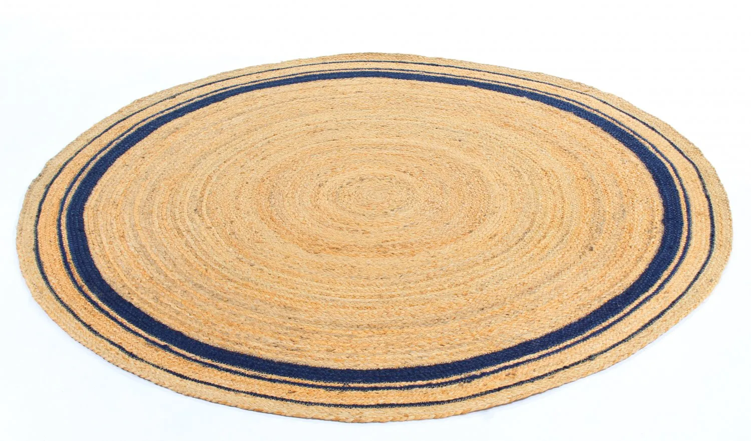 Ronde vloerkleden - Bundi (jute/blauw)
