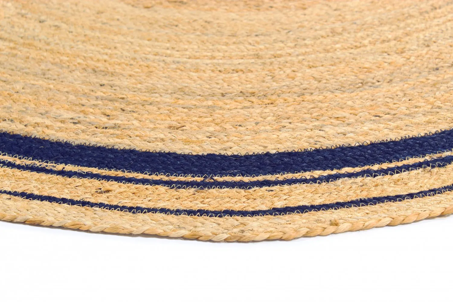 Ronde vloerkleden - Bundi (jute/blauw)