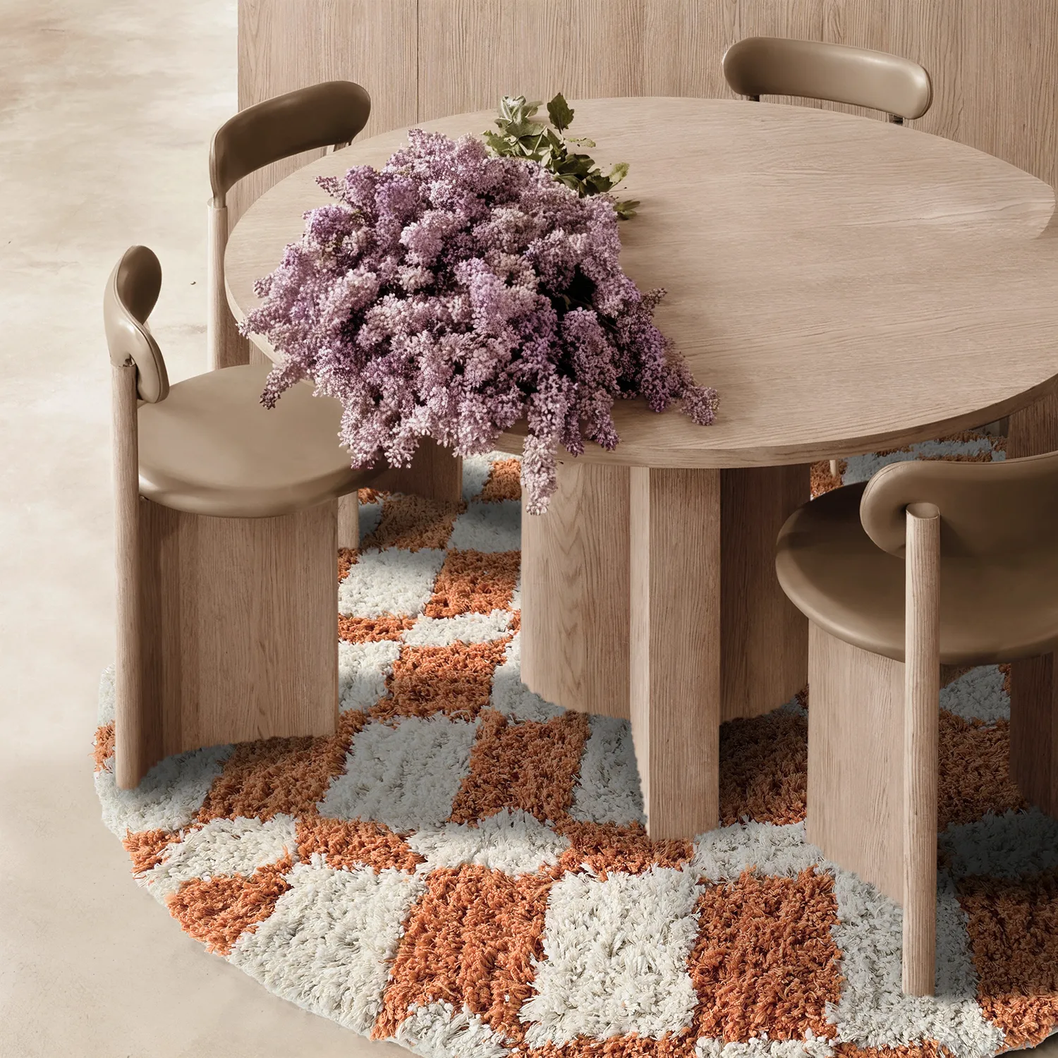 Rond vloerkleed - Atrani Natural Cotton Shaggy (oranje)