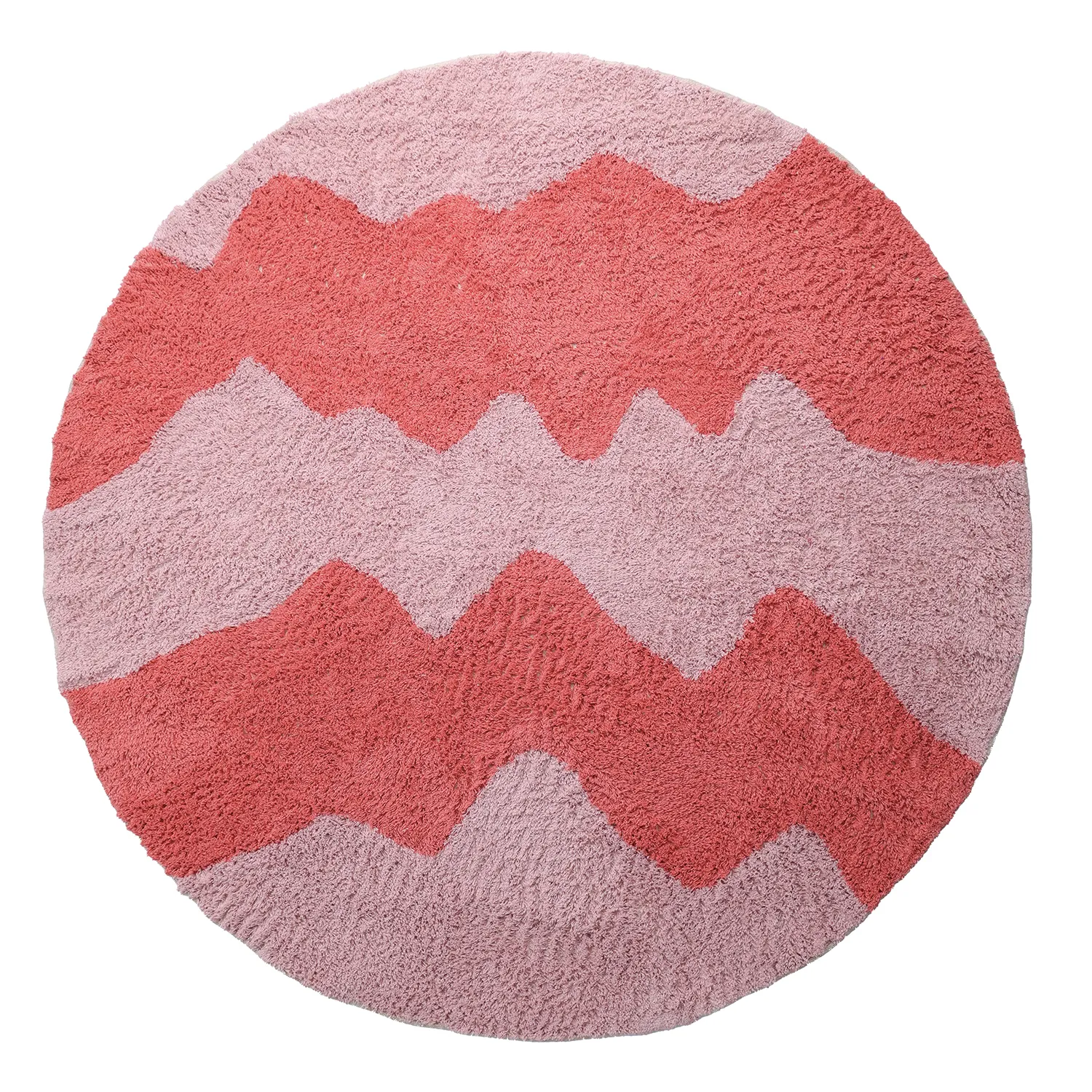 Rond vloerkleed - Amira Natural Cotton Shaggy (roze/oranje)