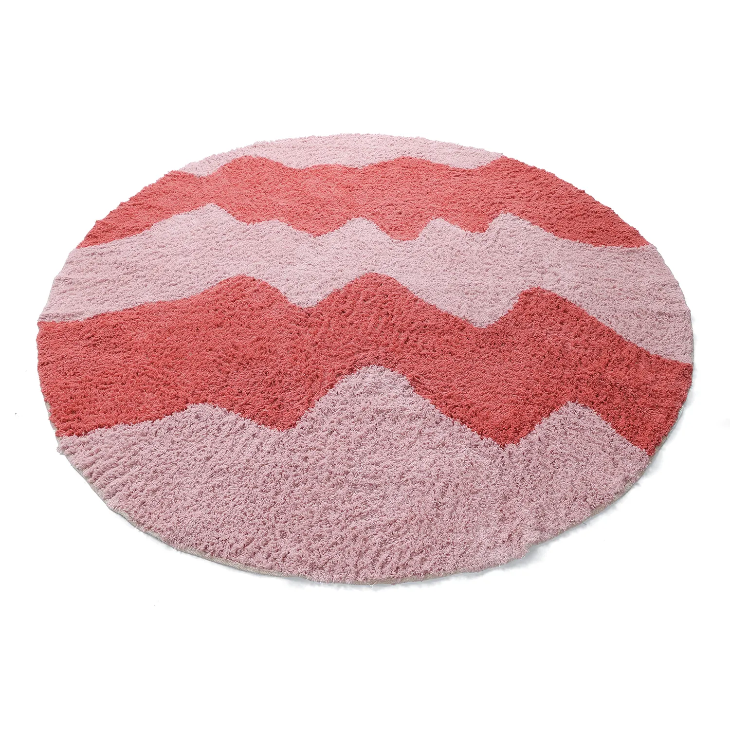 Rond vloerkleed - Amira Natural Cotton Shaggy (roze/oranje)