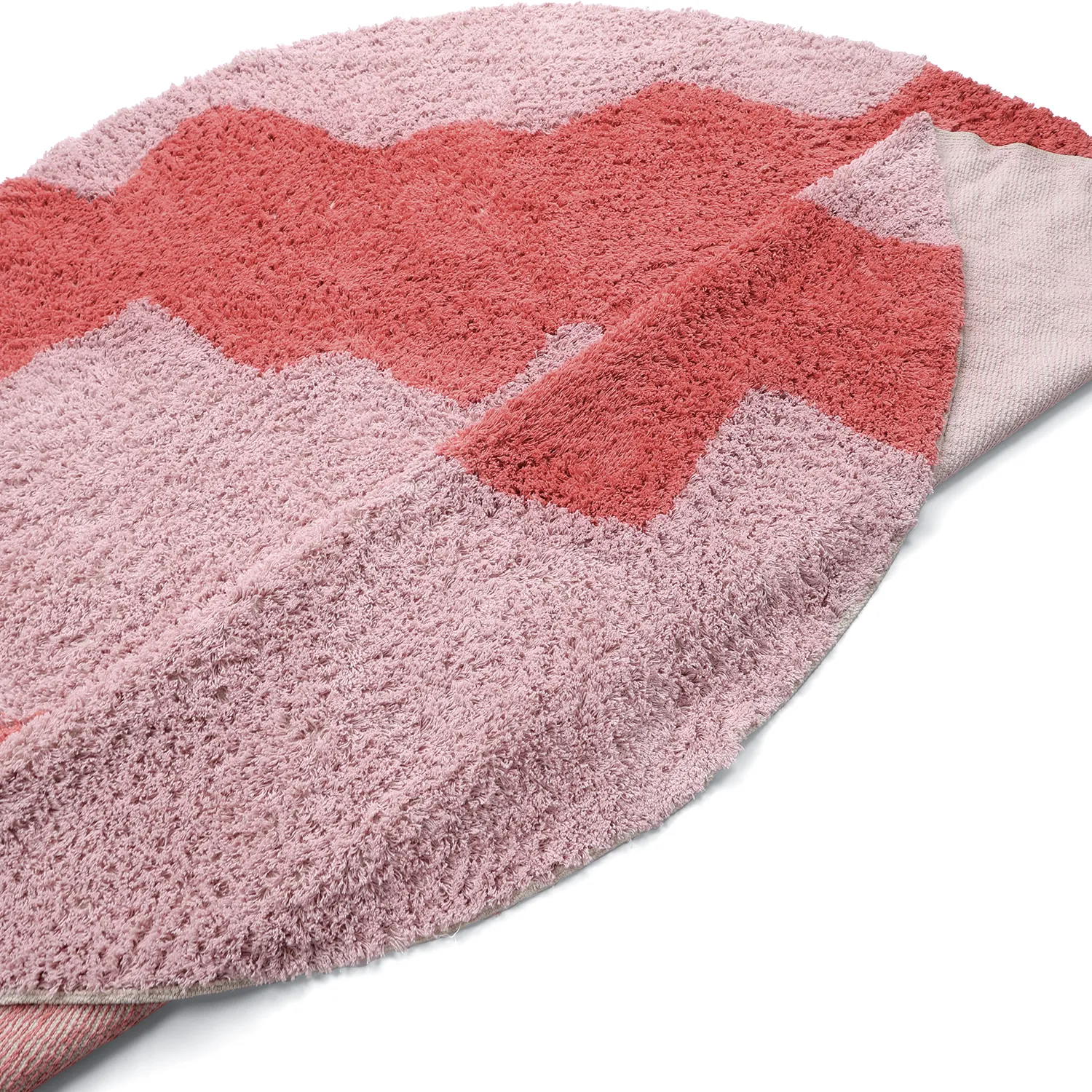 Rond vloerkleed - Amira Natural Cotton Shaggy (roze/oranje)