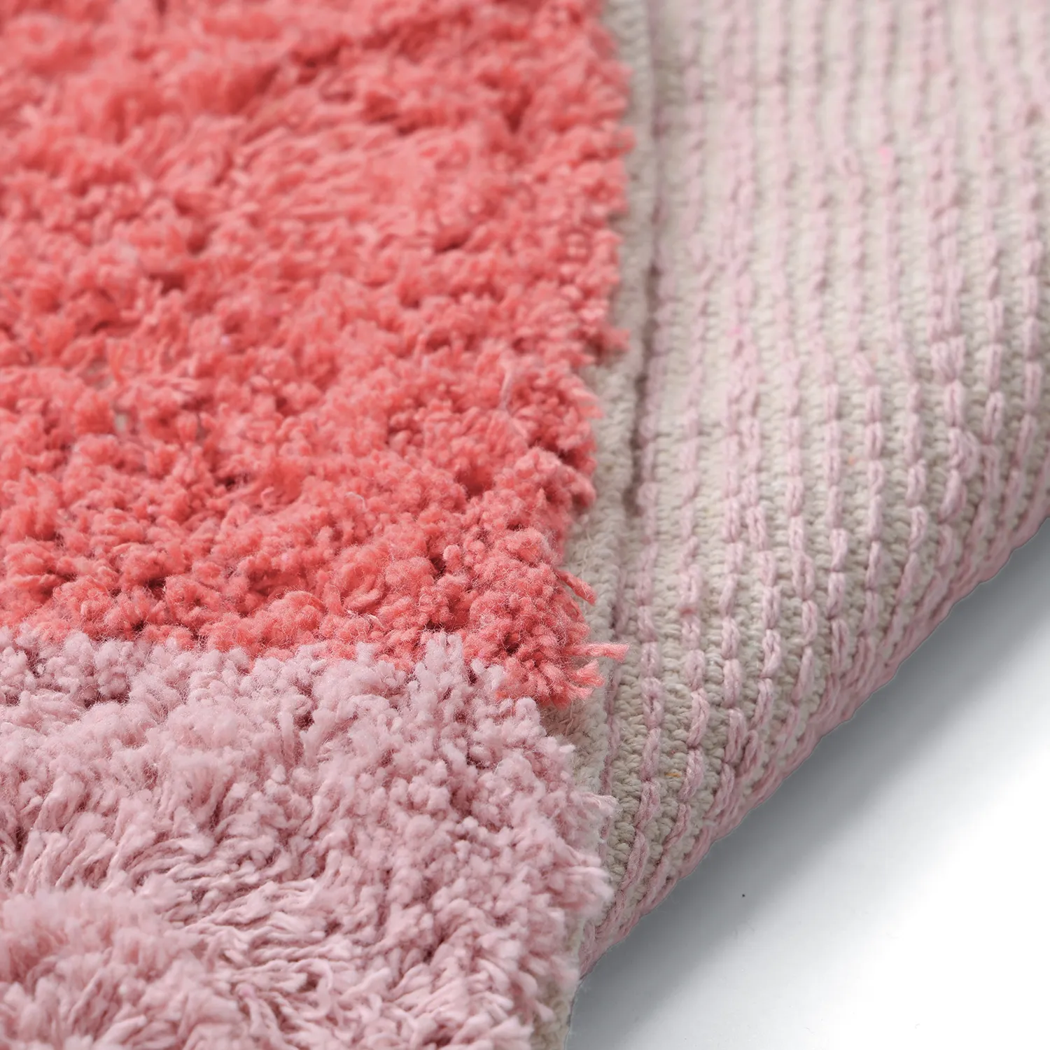 Rond vloerkleed - Amira Natural Cotton Shaggy (roze/oranje)