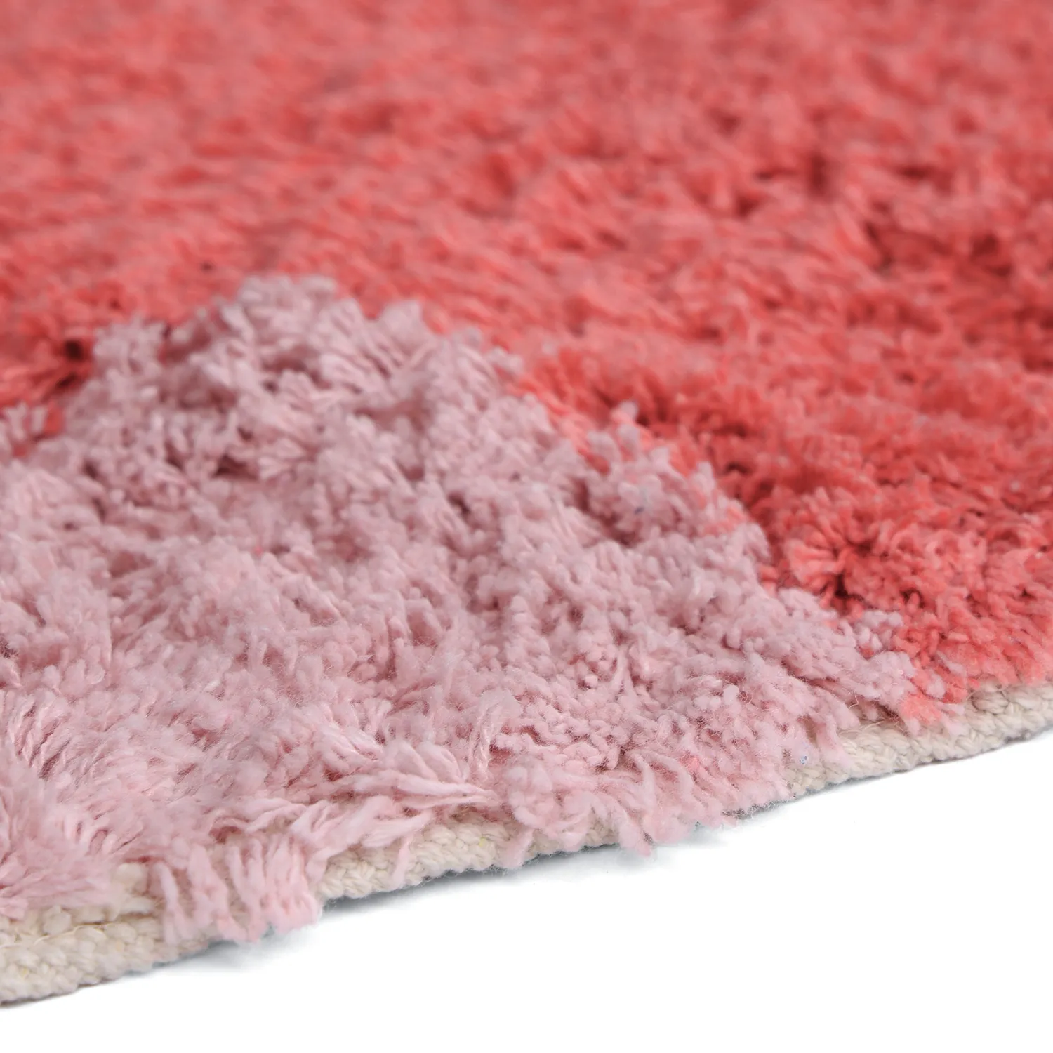 Rond vloerkleed - Amira Natural Cotton Shaggy (roze/oranje)