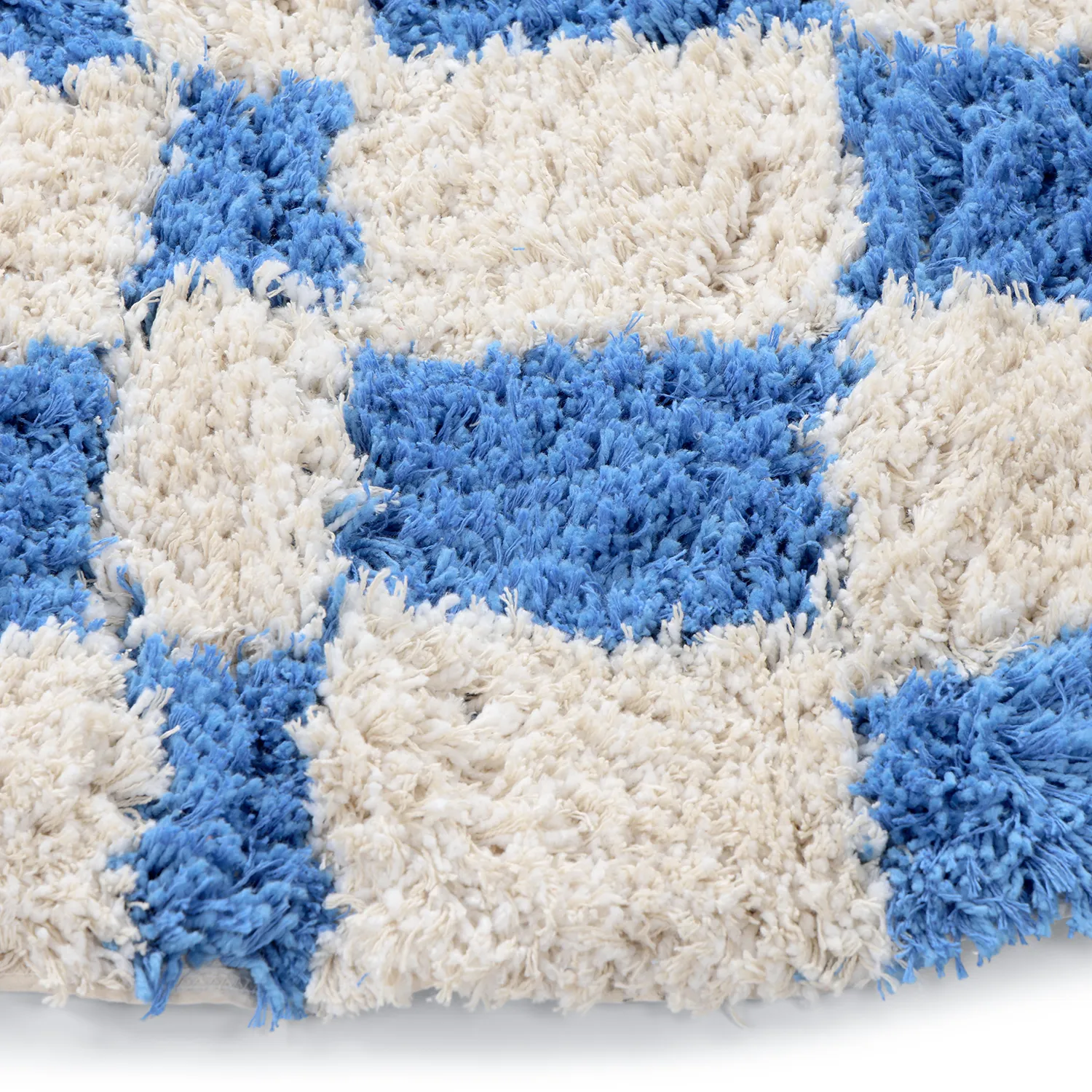 Rond vloerkleed - Atrani Natural Cotton Shaggy (blauw)