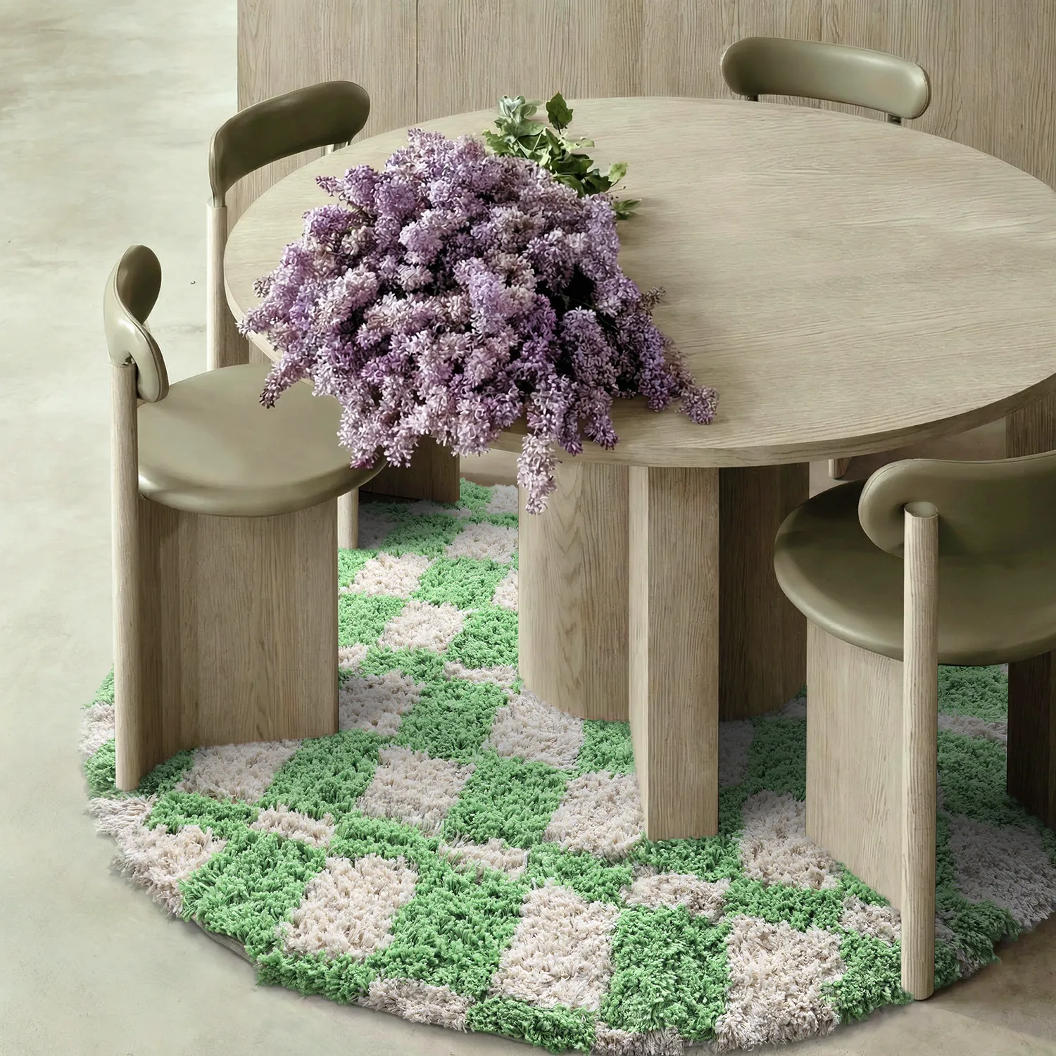 Rond vloerkleed - Atrani Natural Cotton Shaggy (groente)