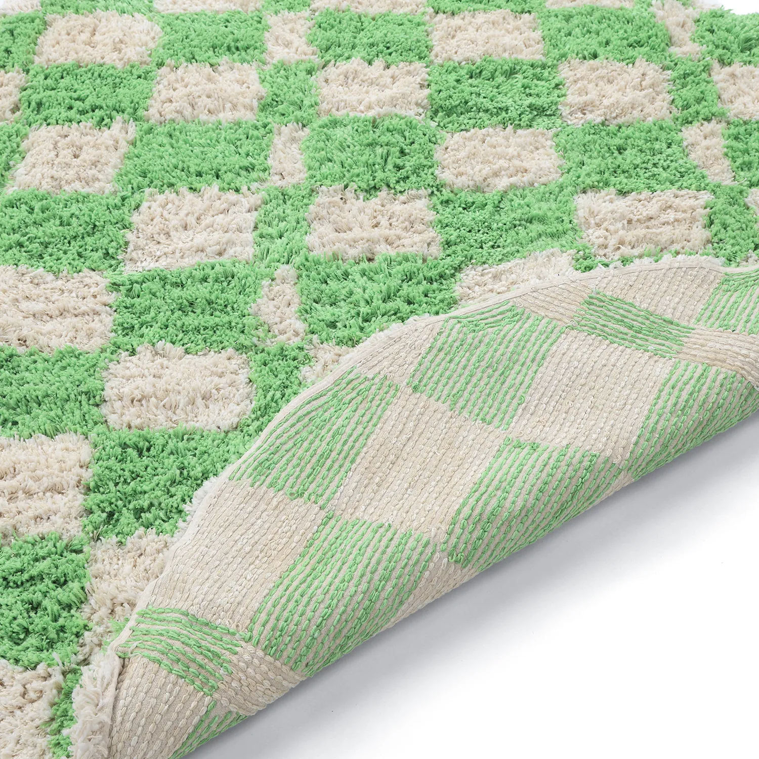 Rond vloerkleed - Atrani Natural Cotton Shaggy (groente)