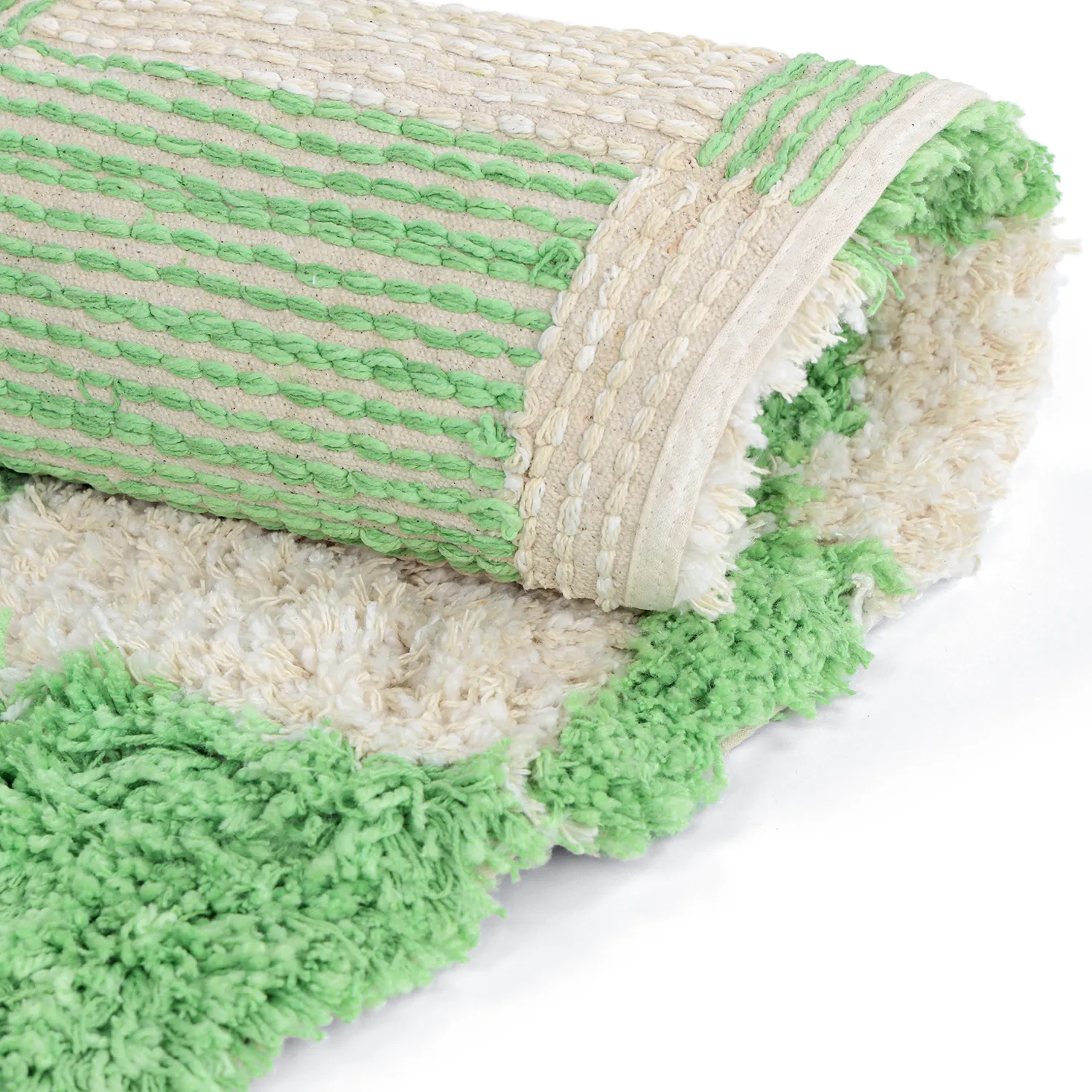 Rond vloerkleed - Atrani Natural Cotton Shaggy (groente)
